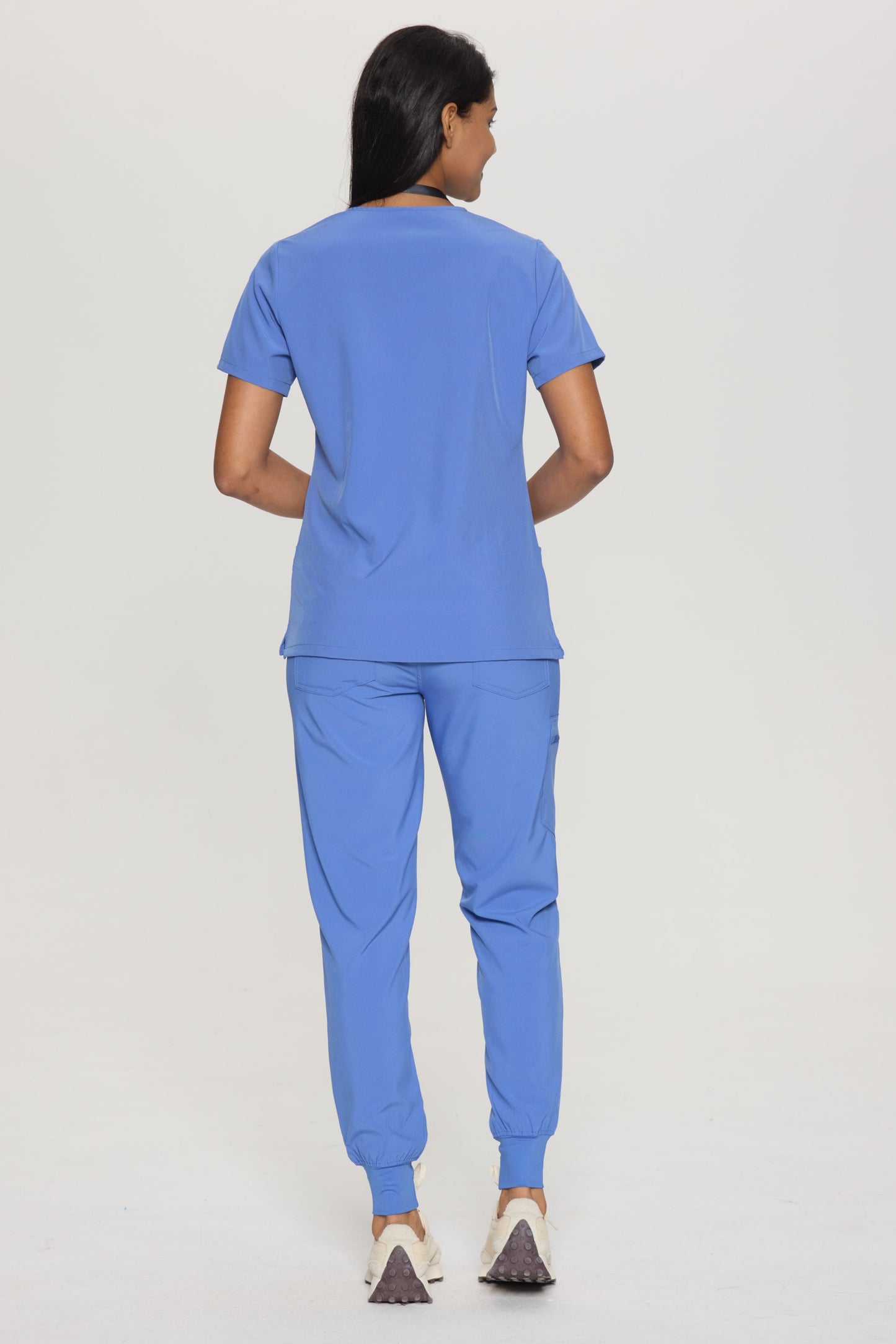 COZYFIT V-Neck Scrub Top&Jogger Pant with 8 Pockets for Women