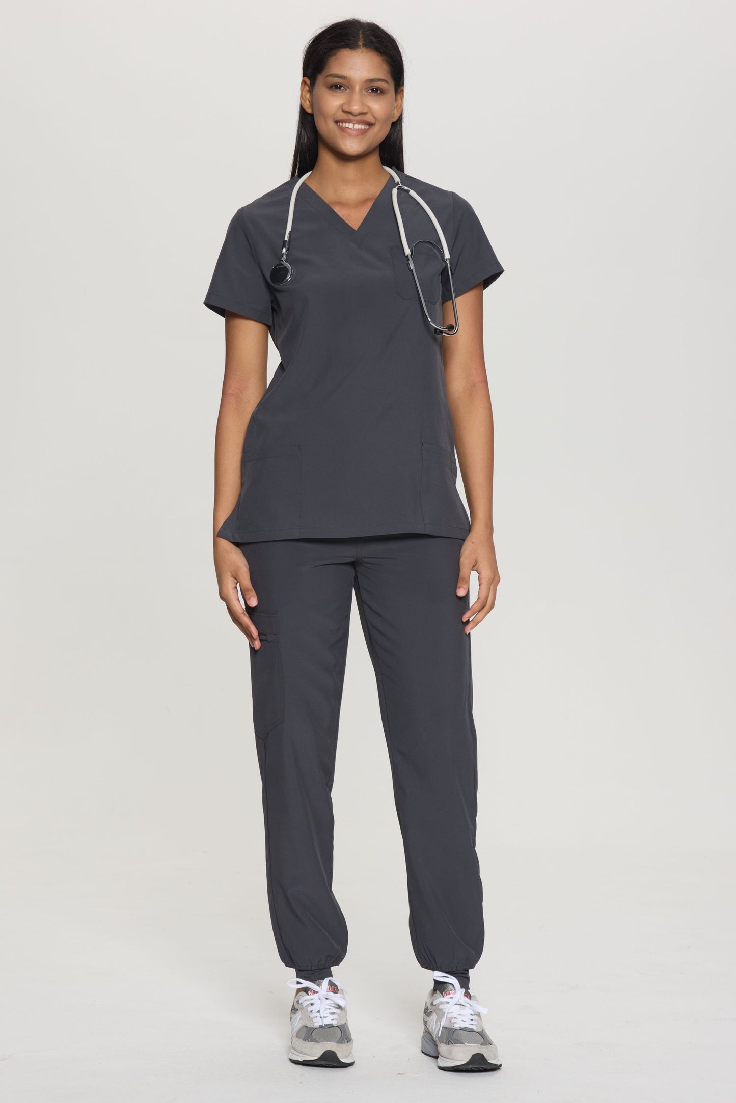 COZYFIT V-Neck Scrub Top&Jogger Pant with 8 Pockets for Women