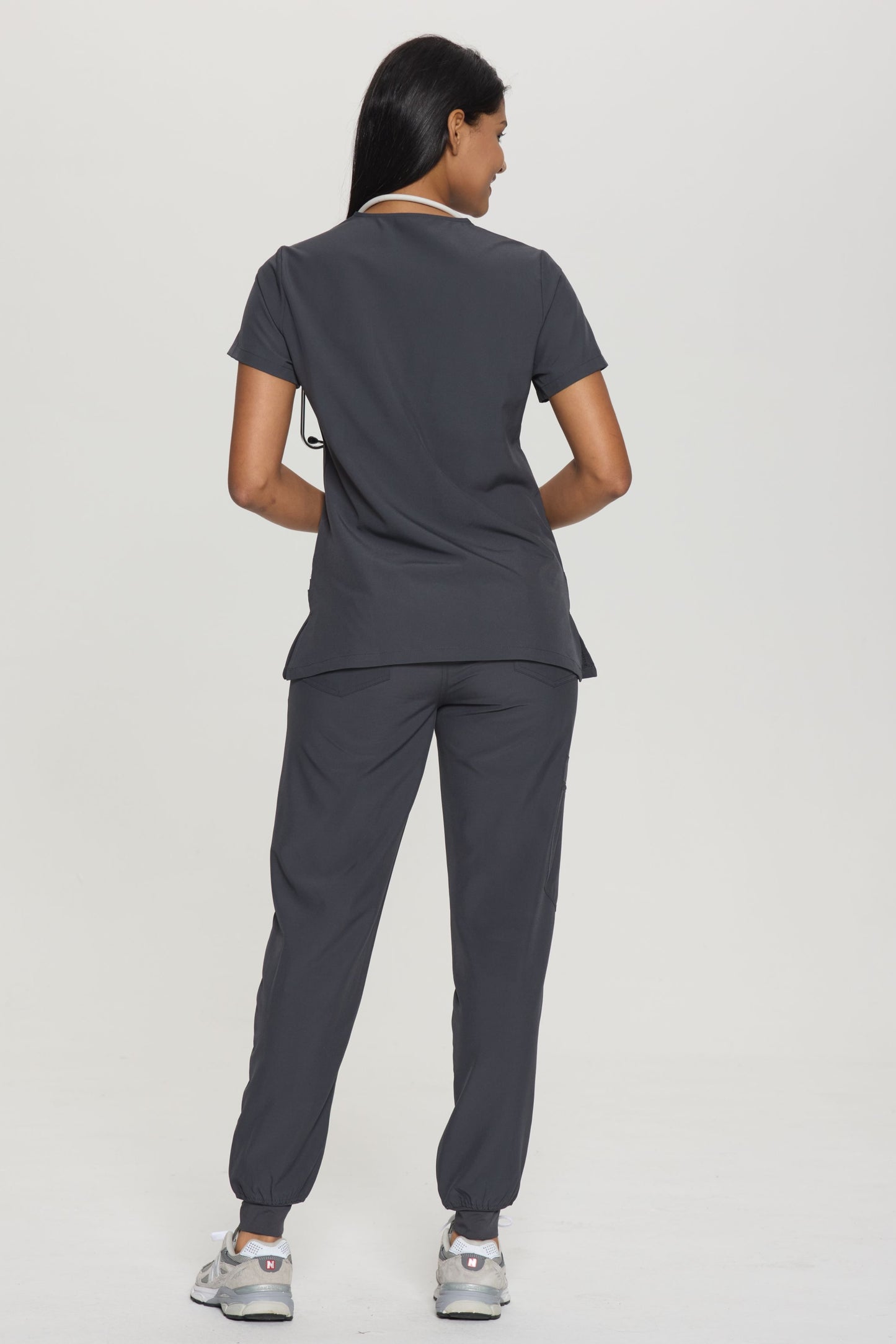 COZYFIT V-Neck Scrub Top&Jogger Pant with 8 Pockets for Women