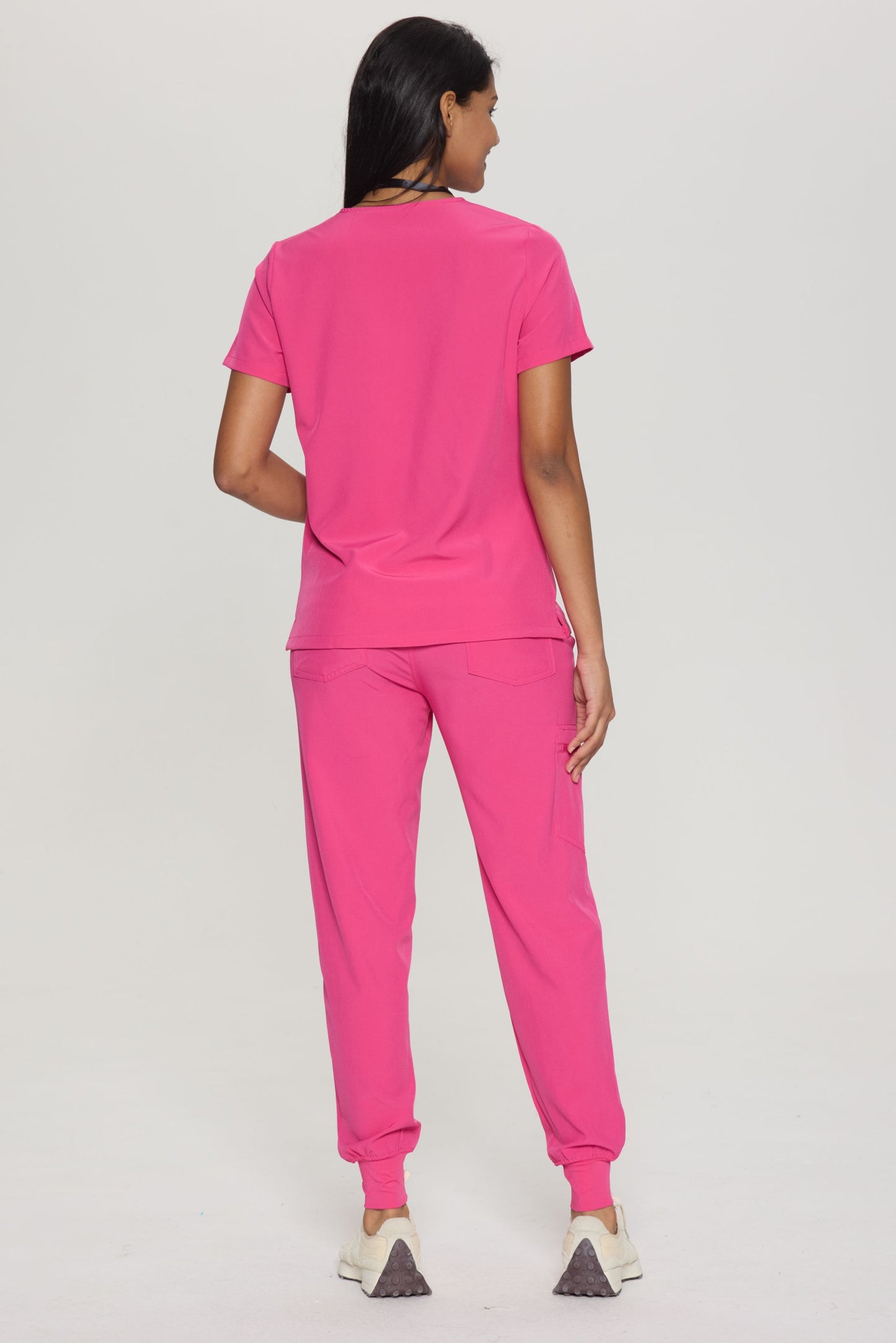 COZYFIT V-Neck Scrub Top&Jogger Pant with 8 Pockets for Women