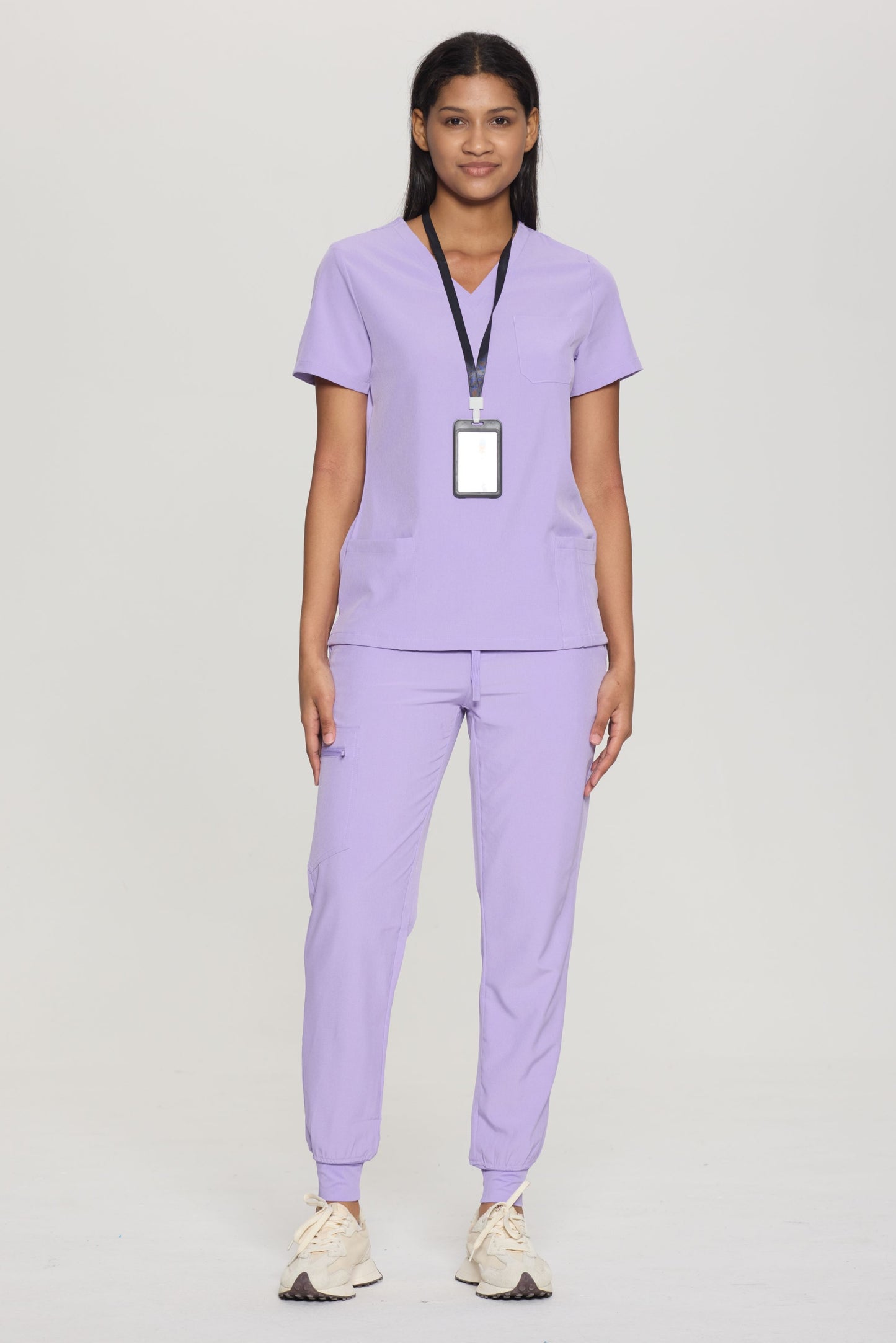 COZYFIT V-Neck Scrub Top&Jogger Pant with 8 Pockets for Women