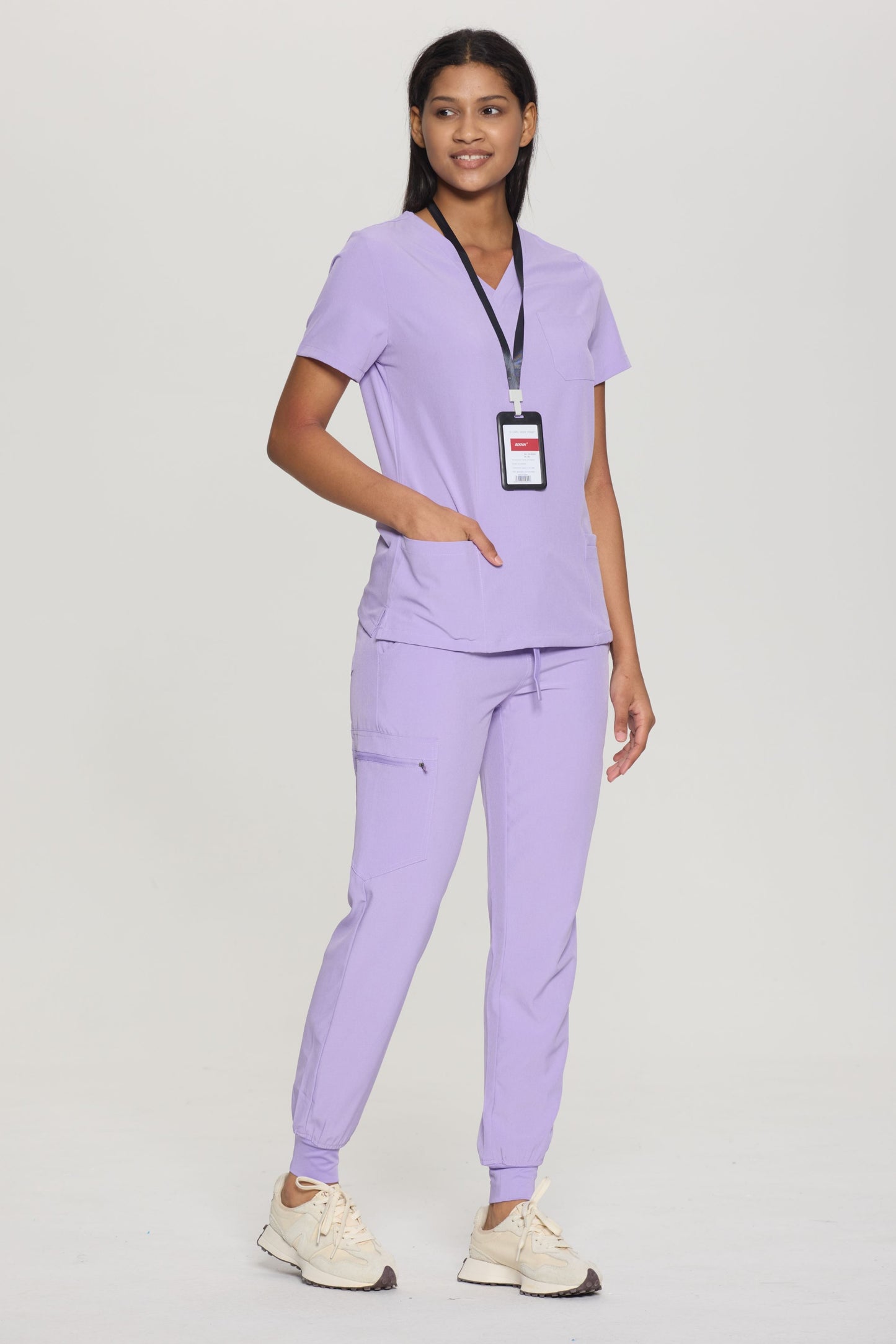 COZYFIT V-Neck Scrub Top&Jogger Pant with 8 Pockets for Women
