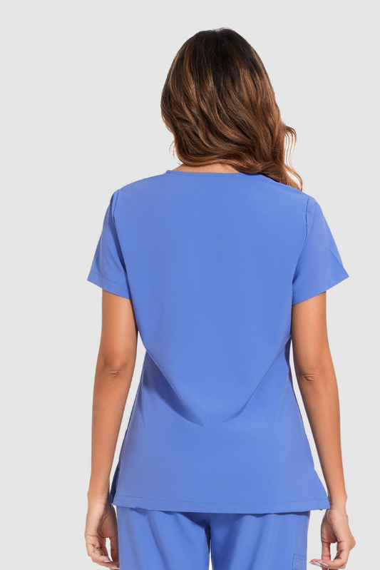 Luna V-Neck Scrub Top - Ceil Blue - Alternate view