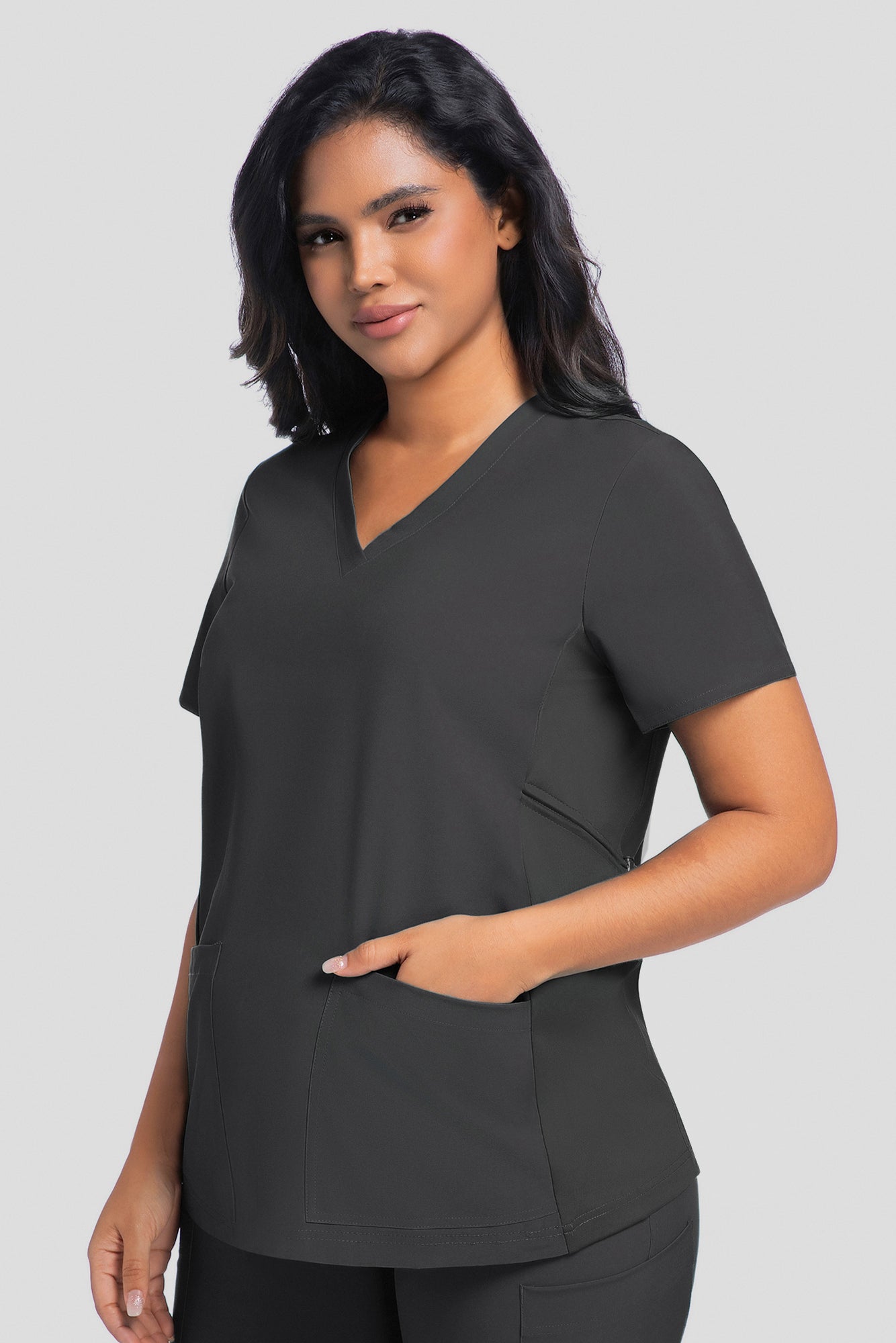 Maternity Scrub Top - V-Neck Shirt, Workwear Pregnancy Scrubs with 2 Pockets