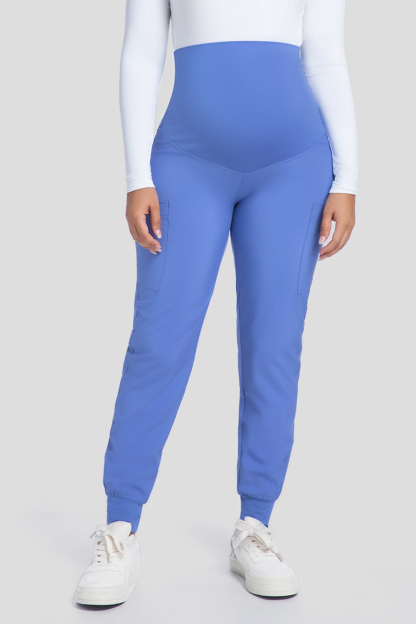 COZYFIT Maternity Scrub Pants - Pregnancy Jogger Pants for Women Workwear with Stretch Belly Panel, 4 Pockets