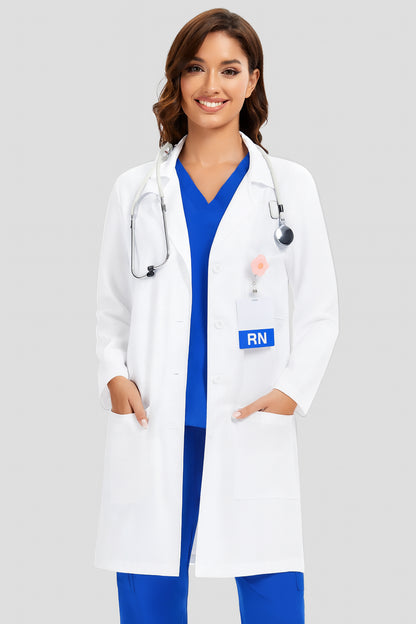 Women's White Lab Coat, Model Front View