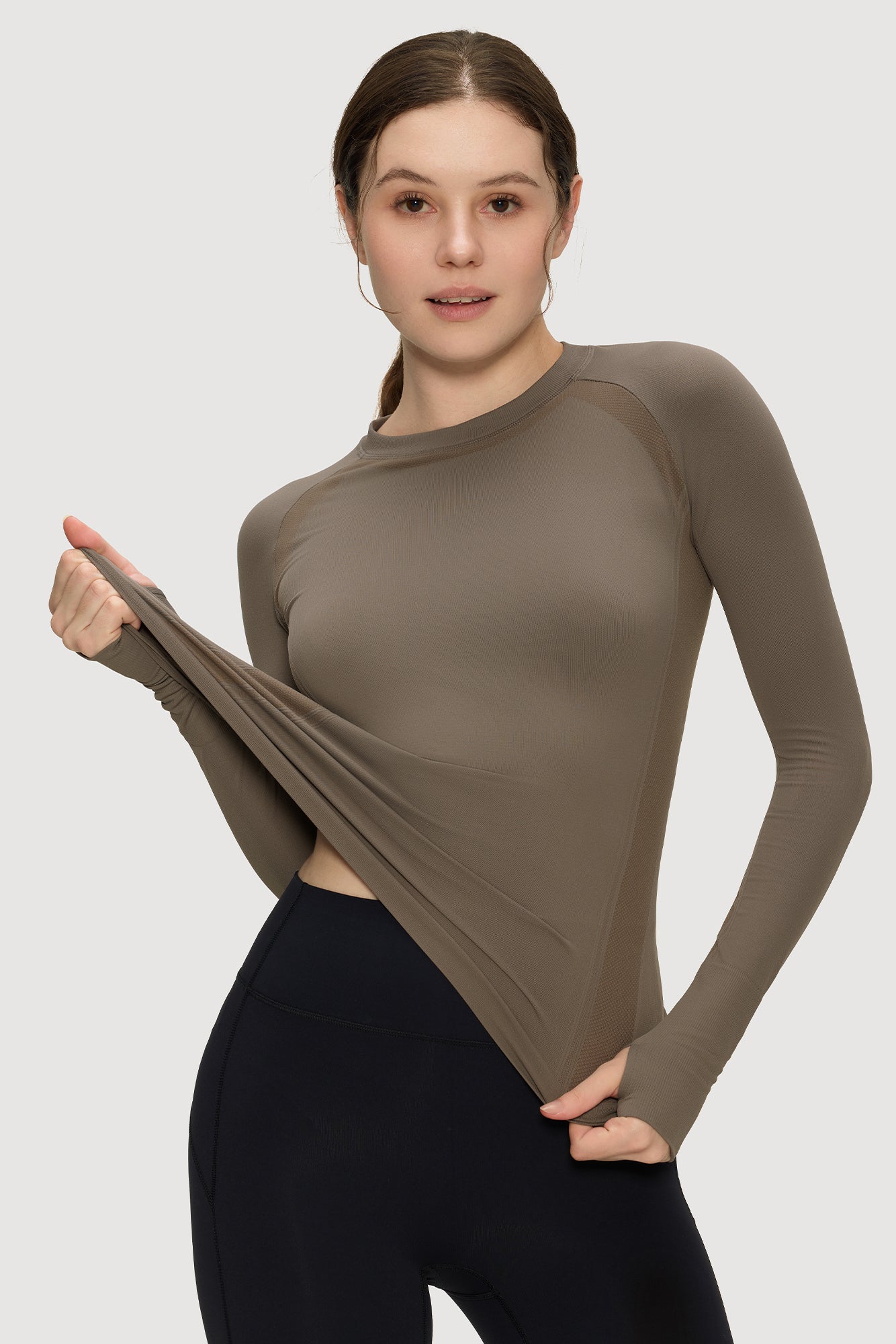 Underscrub Long Sleeve Women, Seamless Athletic Undershirt Cotton Shirts, Thumb Holes Workout Tops