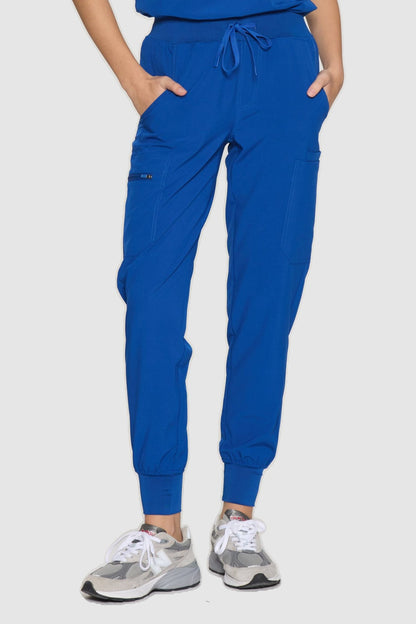Women's 7-Pocket Cargo Scrub Pants, Royal Blue, Front View