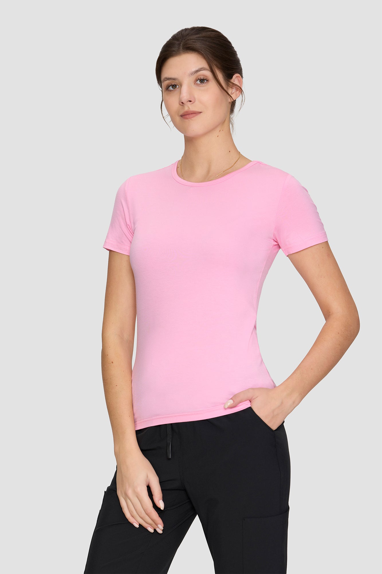 Women's Underscrubs Short Sleeve - Crew Neck Scrubs Tee, Silky Knit Undershirts for Nurse