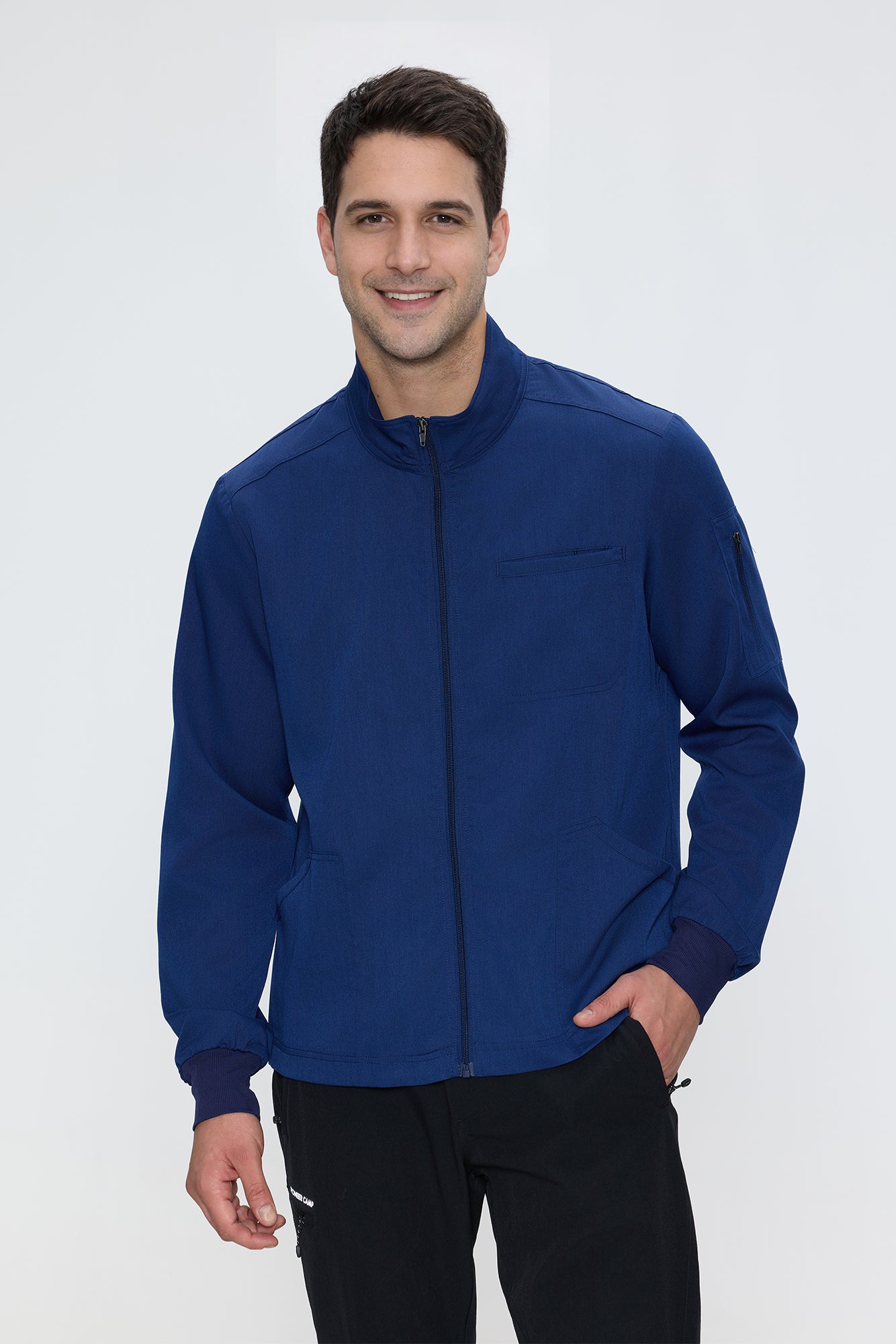 Scrub Jacket Men, Zip Front Men's Medical Scrub Jacket with 5 Pockets, Soft Stretch Fabric