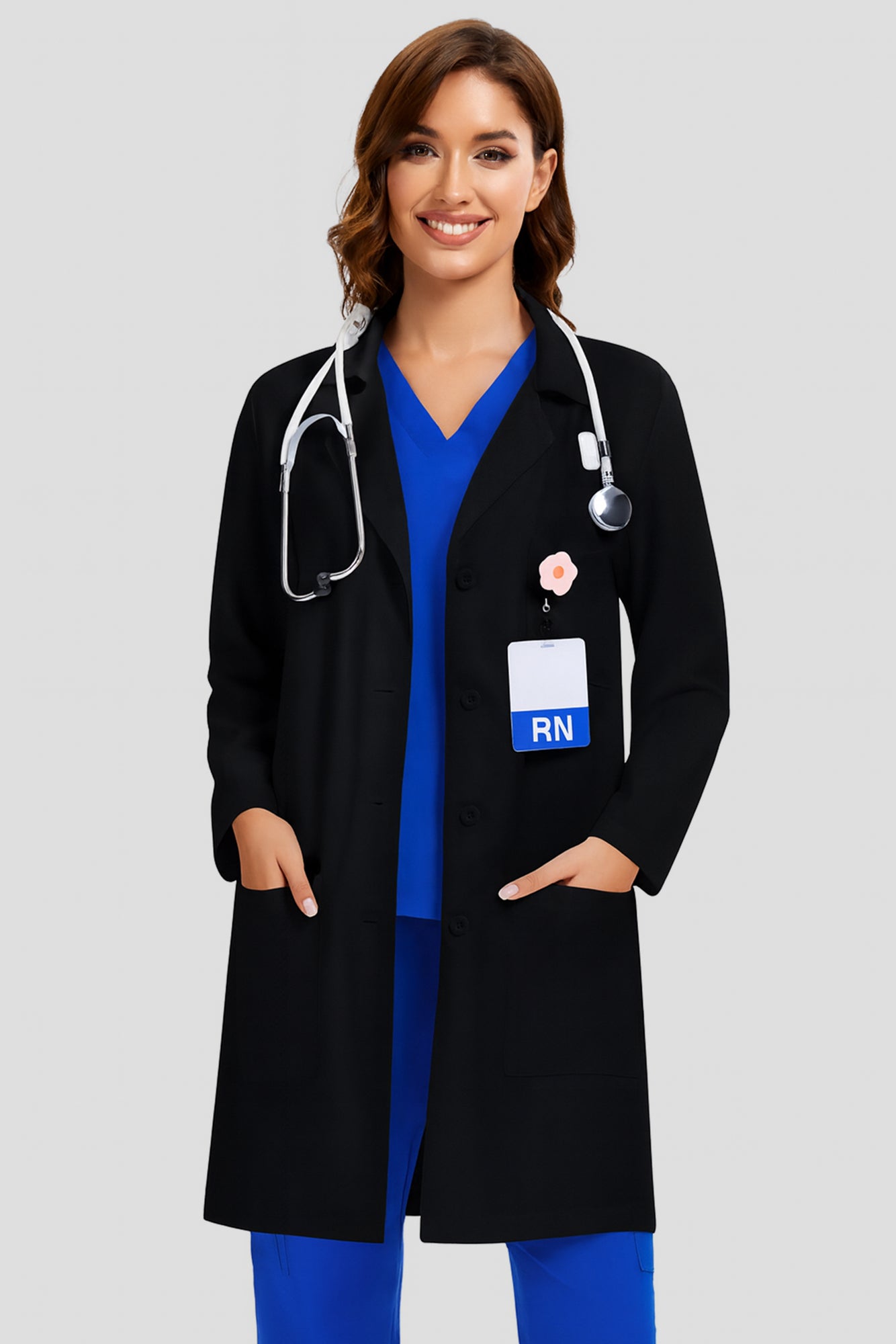 COZYFIT Lab Coat for Woman 3 Pocket, Long Sleeve Medical Coat