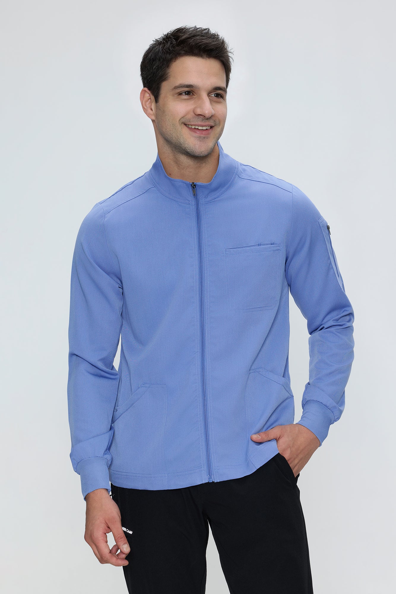 Scrub Jacket Men, Zip Front Men's Medical Scrub Jacket with 5 Pockets, Soft Stretch Fabric