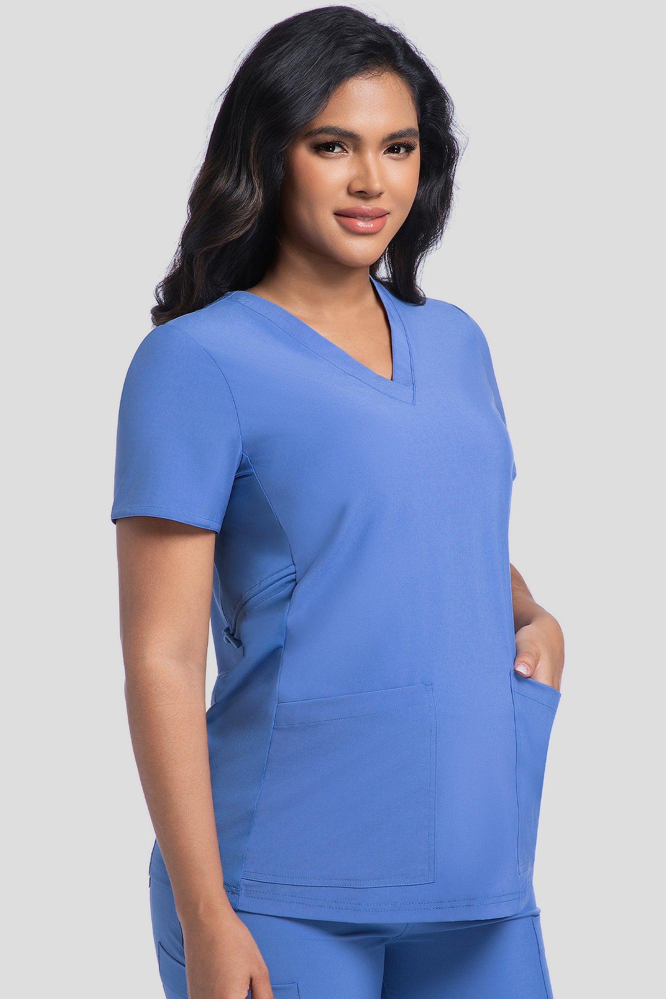 Maternity Scrub Top - V-Neck Shirt, Workwear Pregnancy Scrubs with 2 Pockets