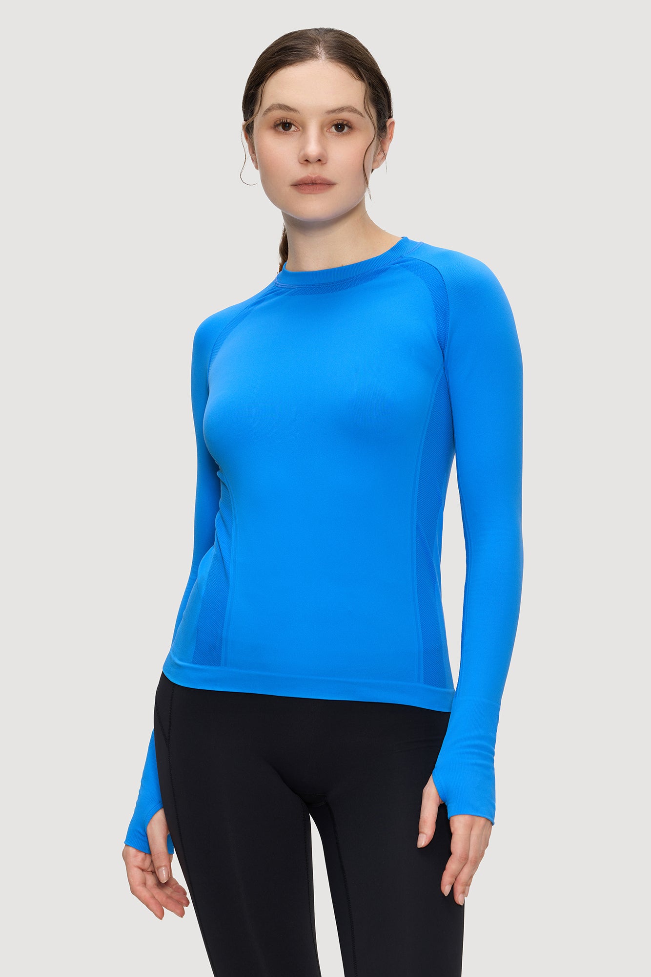 Underscrub Long Sleeve Women, Seamless Athletic Undershirt Cotton Shirts, Thumb Holes Workout Tops