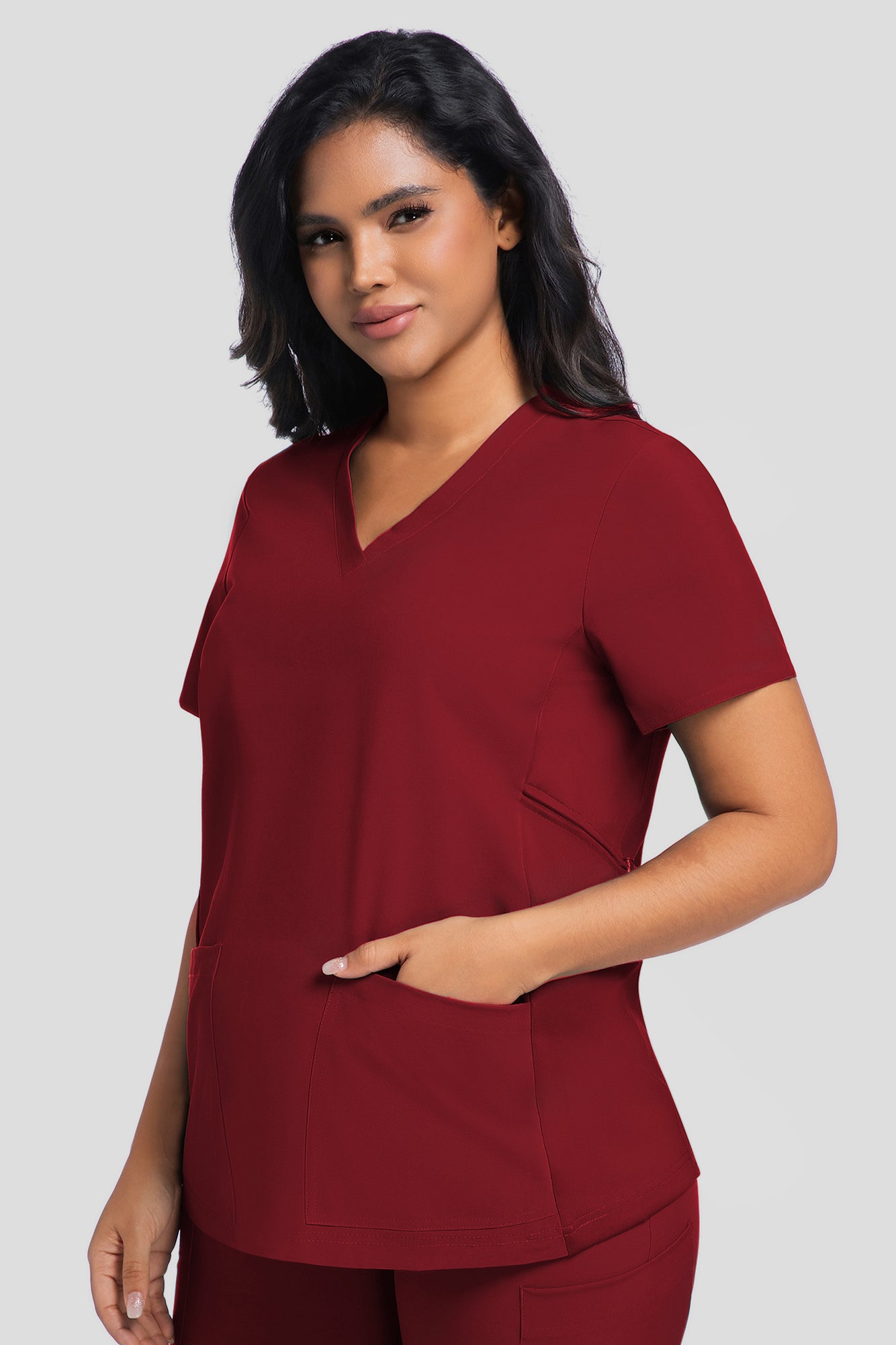 Maternity Scrub Top - V-Neck Shirt, Workwear Pregnancy Scrubs with 2 Pockets