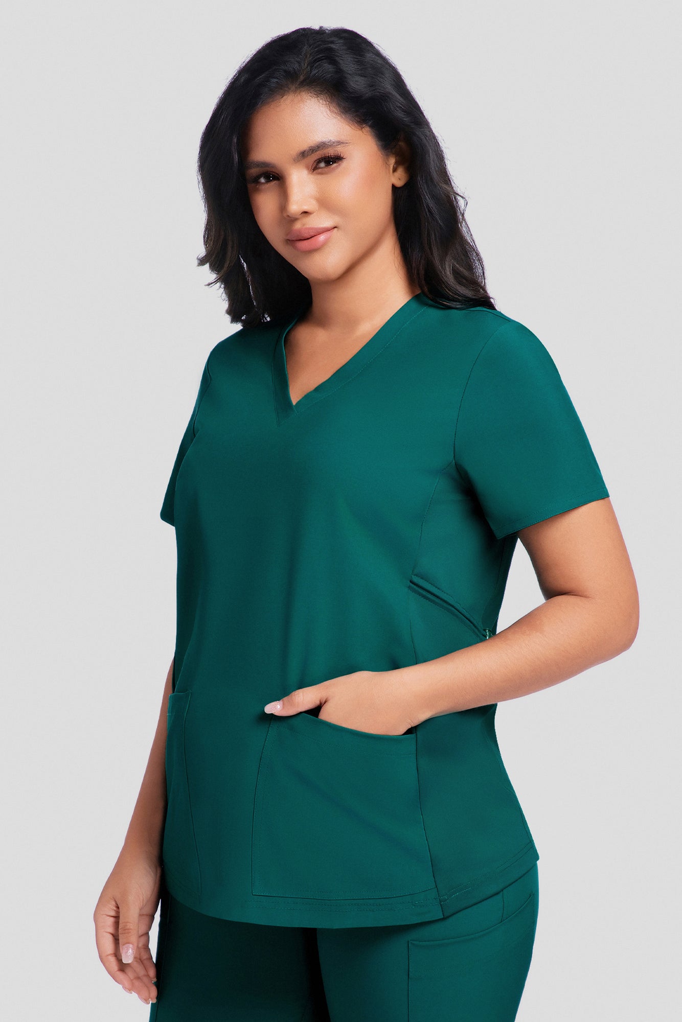 Maternity Scrub Top - V-Neck Shirt, Workwear Pregnancy Scrubs with 2 Pockets