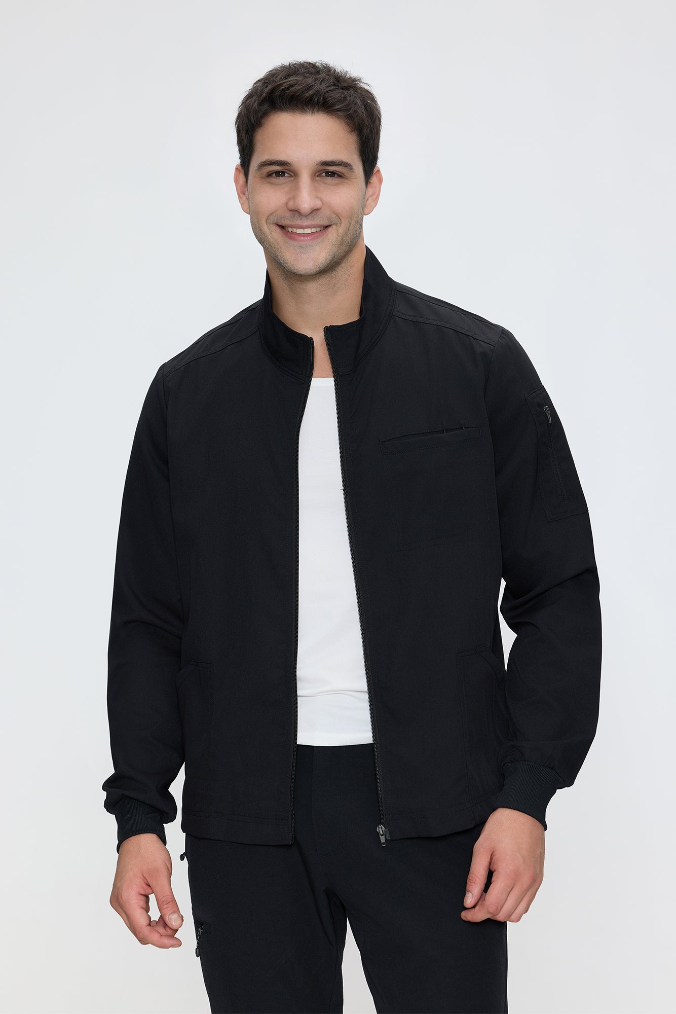 Scrub Jacket Men, Zip Front Men's Medical Scrub Jacket with 5 Pockets, Soft Stretch Fabric