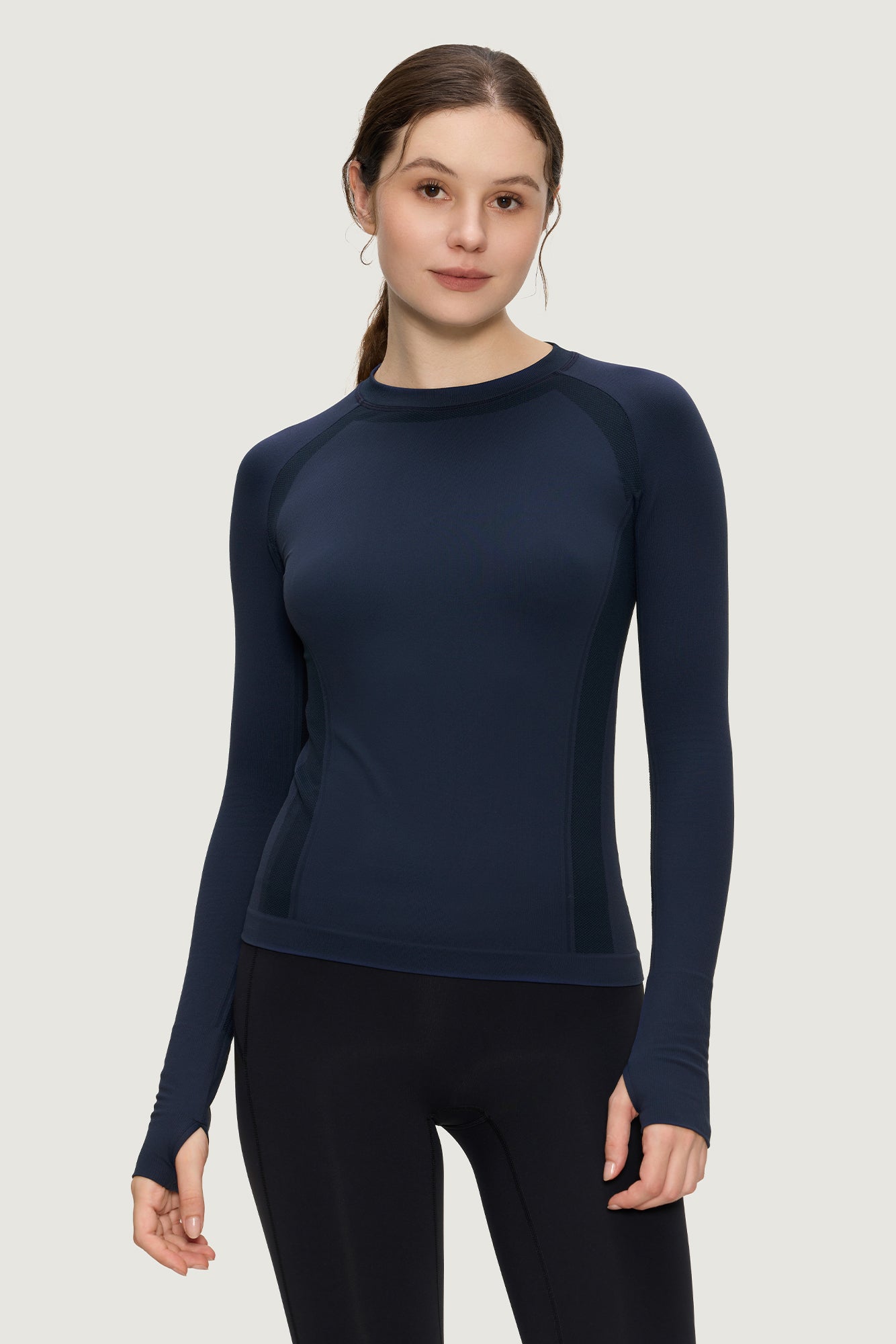 Underscrub Long Sleeve Women, Seamless Athletic Undershirt Cotton Shirts, Thumb Holes Workout Tops