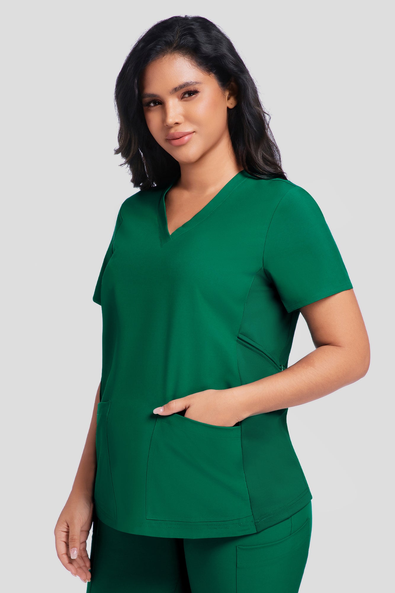 Maternity Scrub Top - V-Neck Shirt, Workwear Pregnancy Scrubs with 2 Pockets