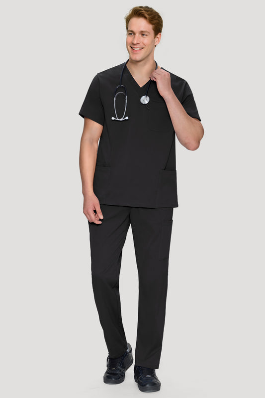 COZYFIT Scrubs for Men Set - V-Neck Scrub Top and Straight Leg Pants with 11 Pockets