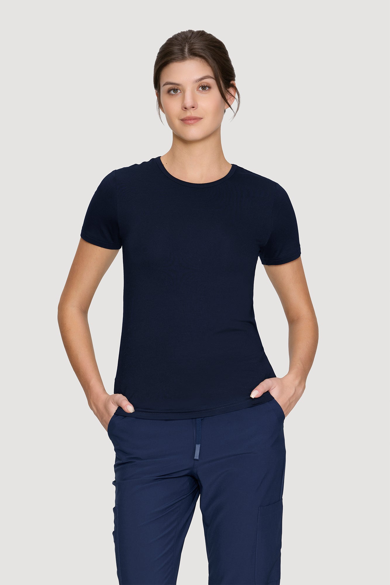 Women's Underscrubs Short Sleeve - Crew Neck Scrubs Tee, Silky Knit Undershirts for Nurse