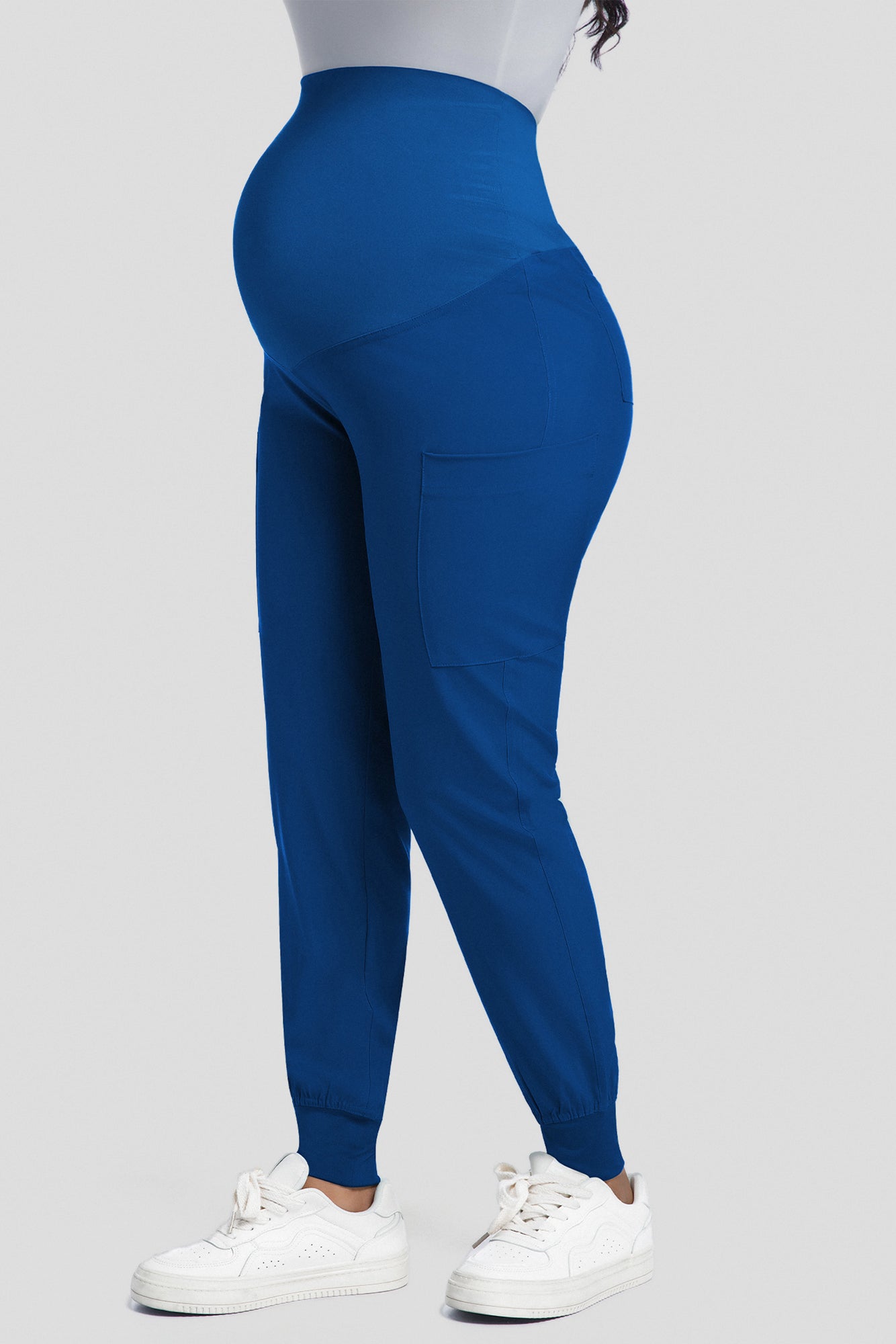 COZYFIT Maternity Scrub Pants - Pregnancy Jogger Pants for Women Workwear with Stretch Belly Panel, 4 Pockets
