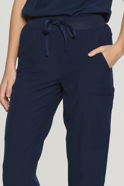 Women's 7-Pocket Cargo Scrub Pants, Navy Blue, Cargo Pocket Detail