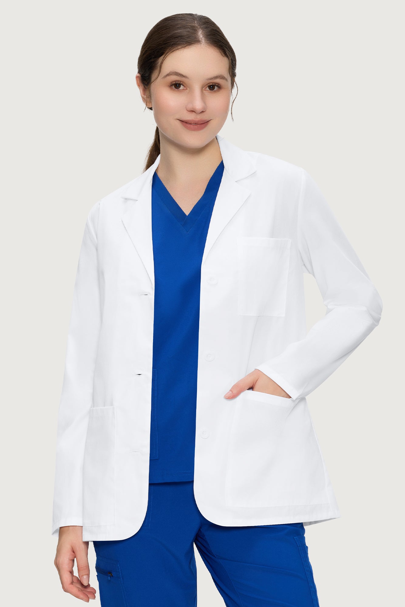 Lab Coat for Women, Lab Jacket Long Sleeve, White | 3 Pockets, Clinic Layer, For Students, Doctors, Lab Work, Rounds, Workwear Layer, Costume, Previously COZYFIT