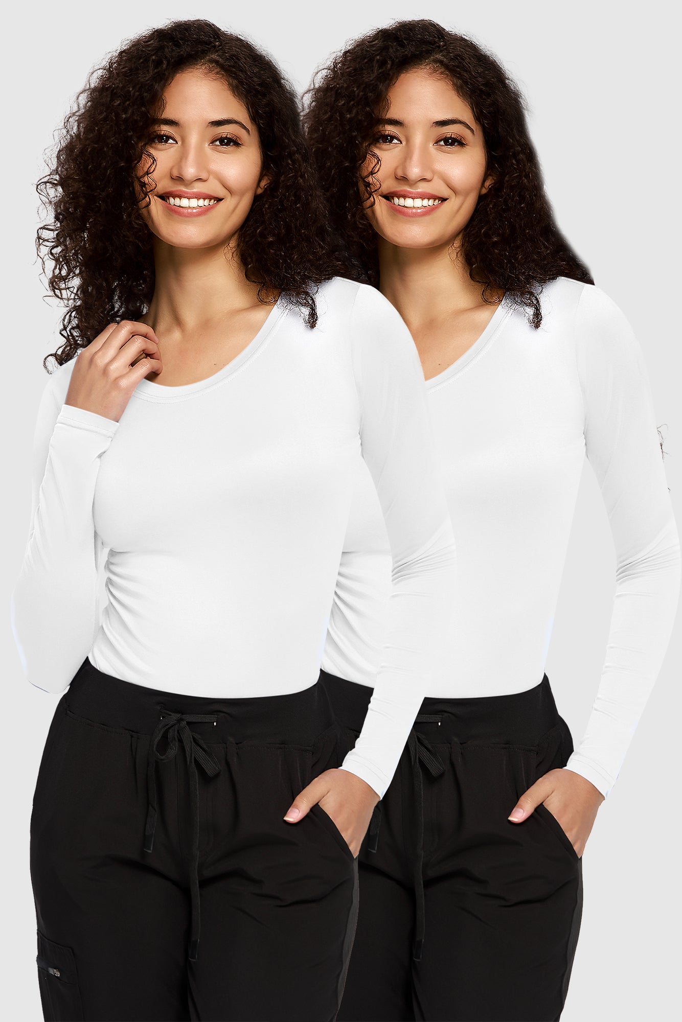 COZYFIT 2 Pack Underscrub Long Sleeve Women - Undershirts for Women Soft Fabric