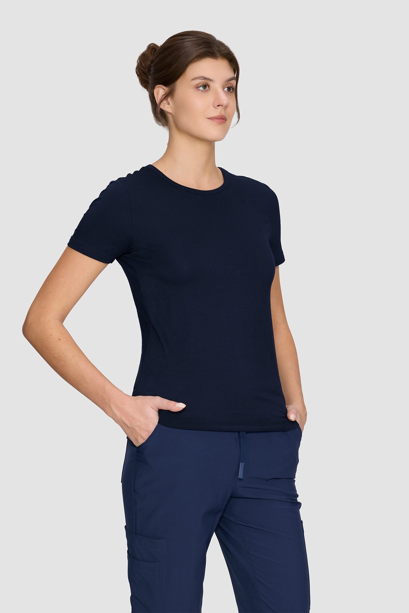 Women's Underscrubs Short Sleeve - Crew Neck Scrubs Tee, Silky Knit Undershirts for Nurse