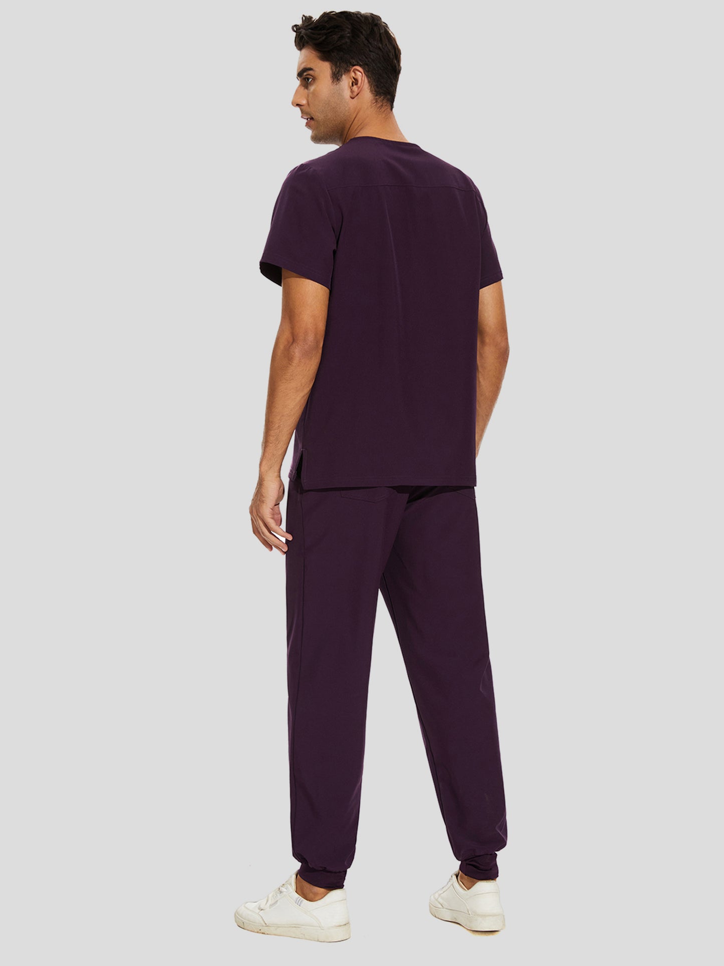 COZYFIT V-Neck Scrub Top & Jogger Pant with 8 Pockets, Yoga Waistband, Anti-Wrinkle Scrubs for Men
