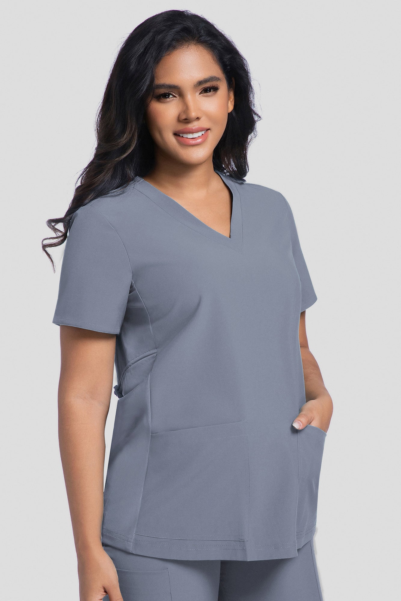 Maternity Scrub Top - V-Neck Shirt, Workwear Pregnancy Scrubs with 2 Pockets