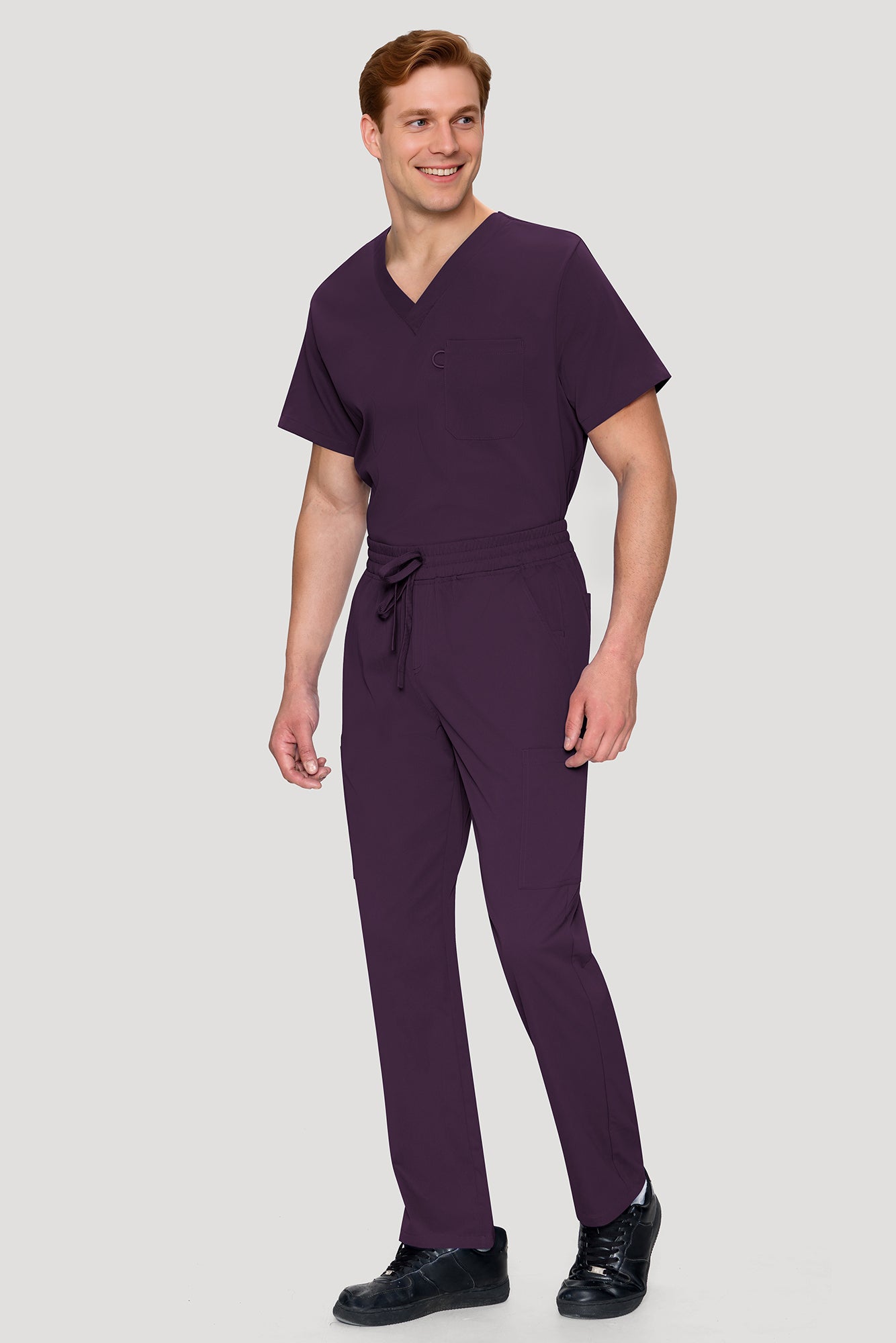 COZYFIT Scrubs for Men Set - V-Neck Scrub Top and Straight Leg Pants with 11 Pockets