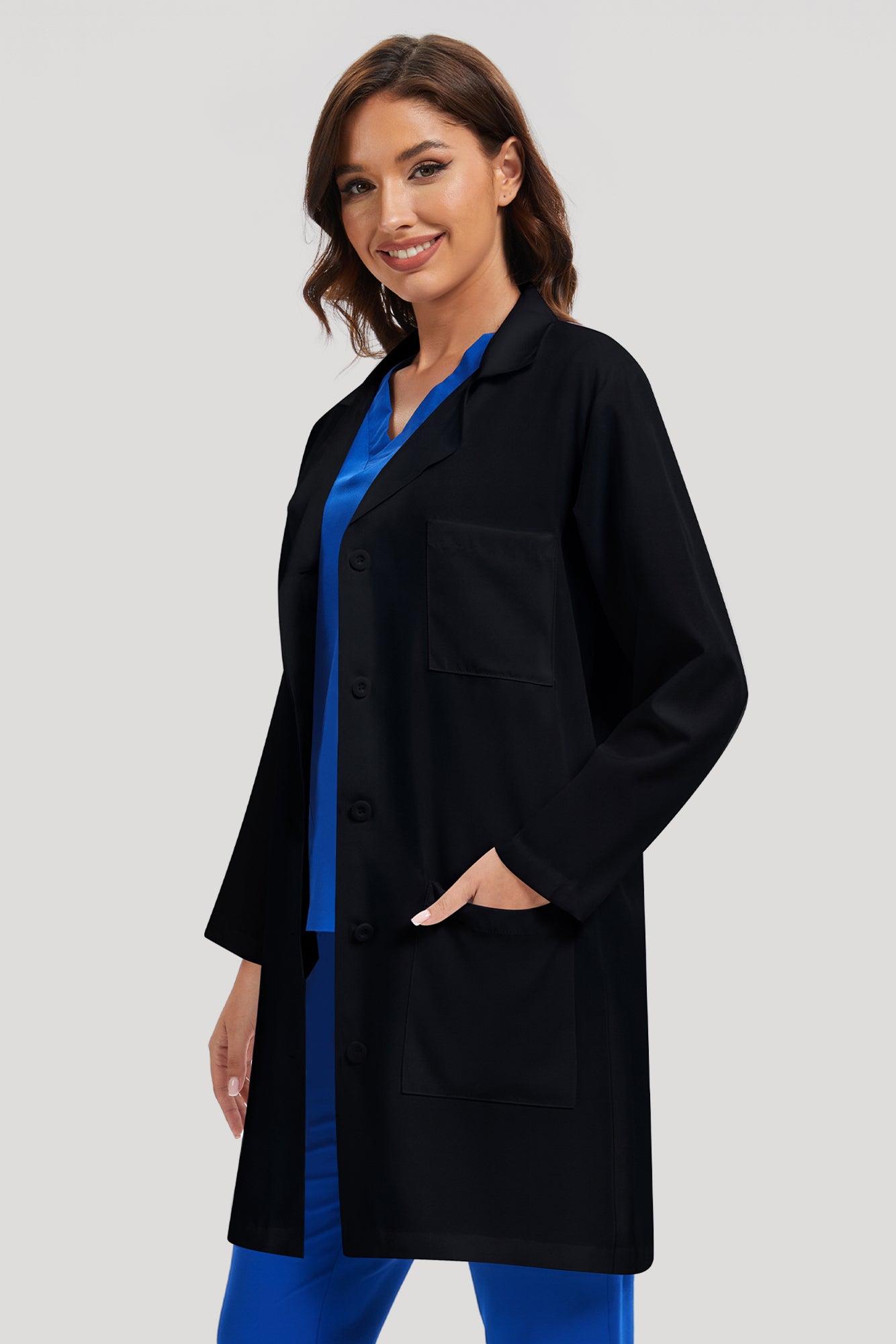 COZYFIT Lab Coat for Woman 3 Pocket, Long Sleeve Medical Coat