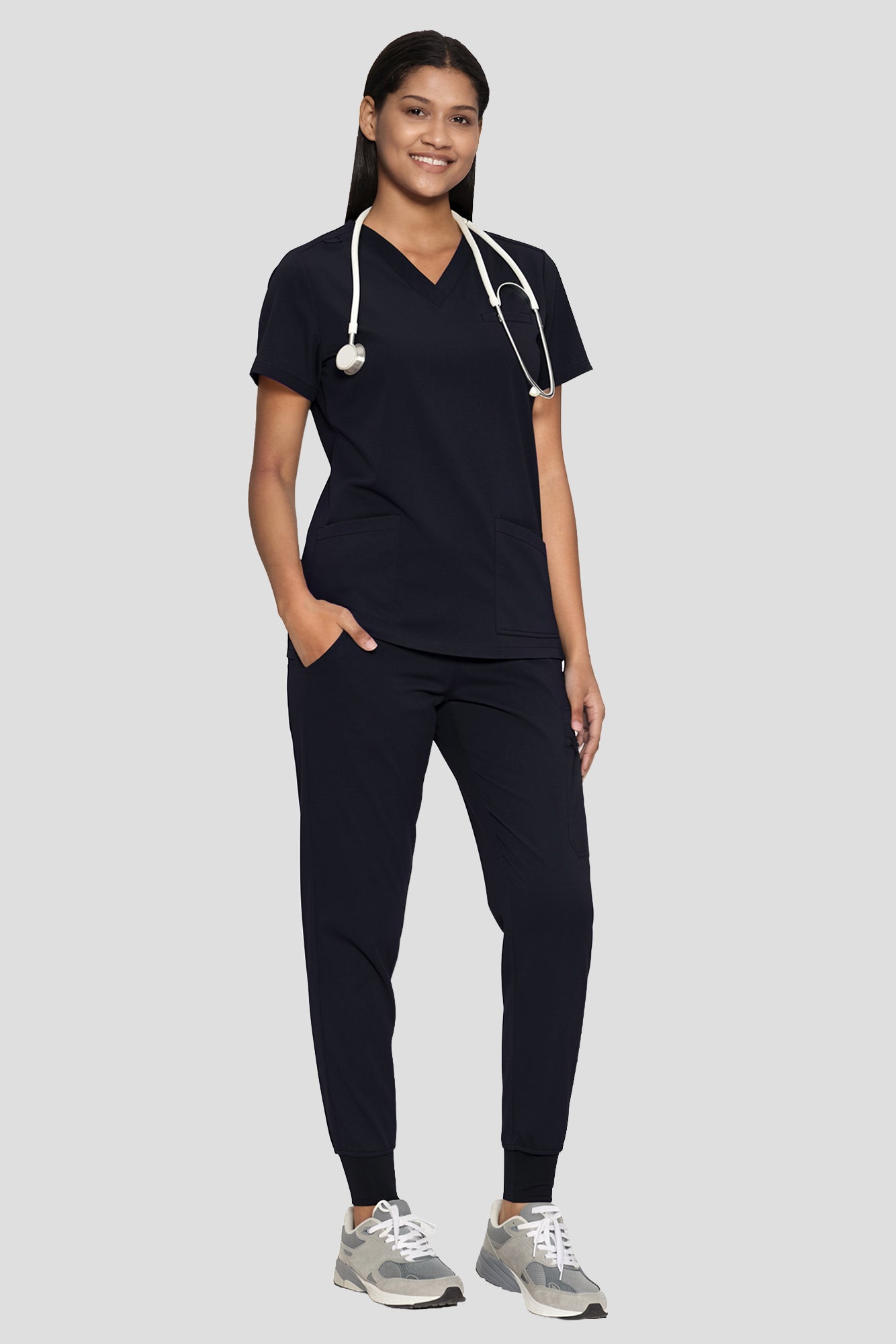 Scrubs for Women, V-Neck Top & Cargo Jogger Pants, 9 Pockets Adjustable Drawstring, For Nurses, Clinics, Long Shifts, Daily Medical Uniforms (Previously COZYFIT)