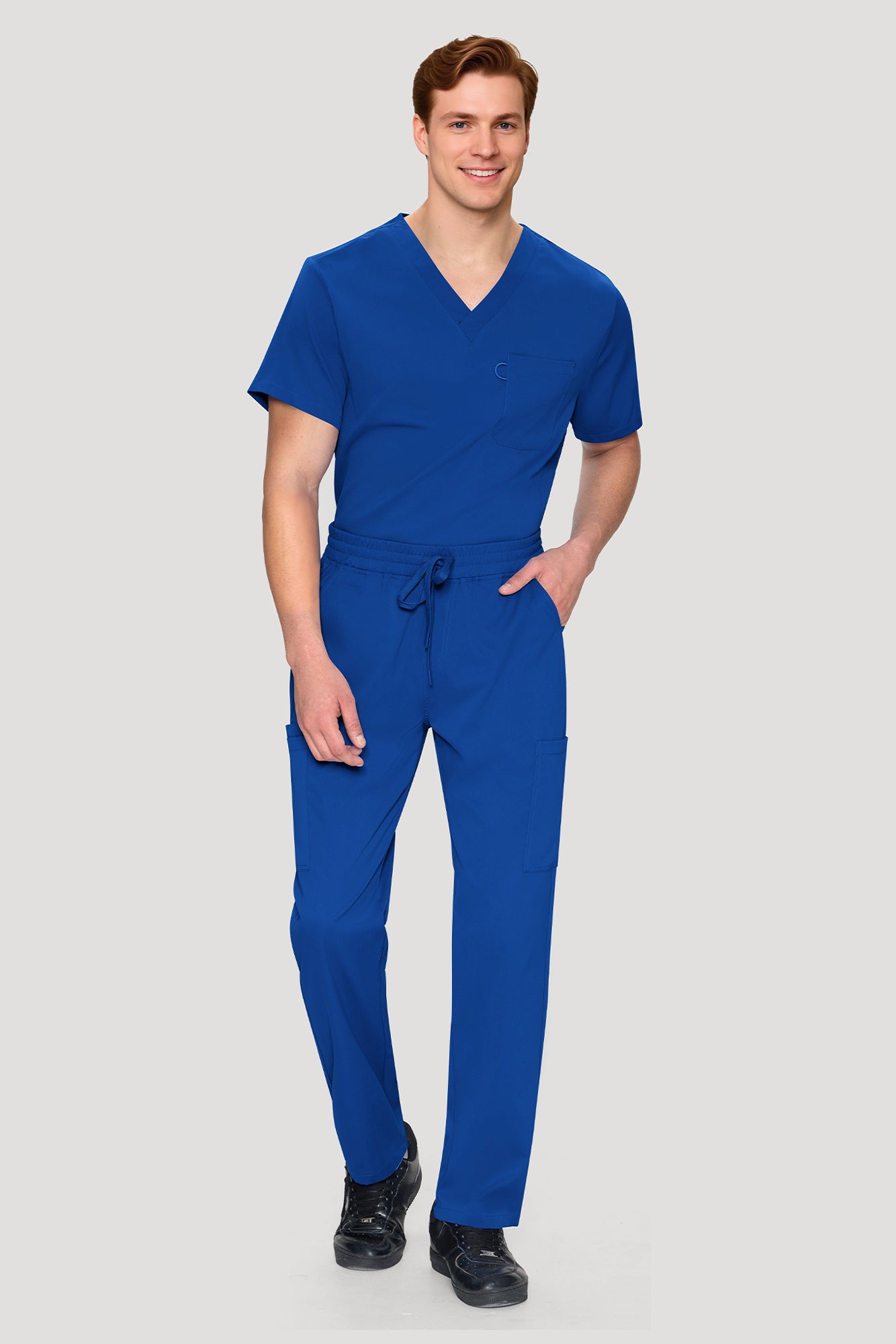 COZYFIT Scrubs for Men Set - V-Neck Scrub Top and Straight Leg Pants with 11 Pockets