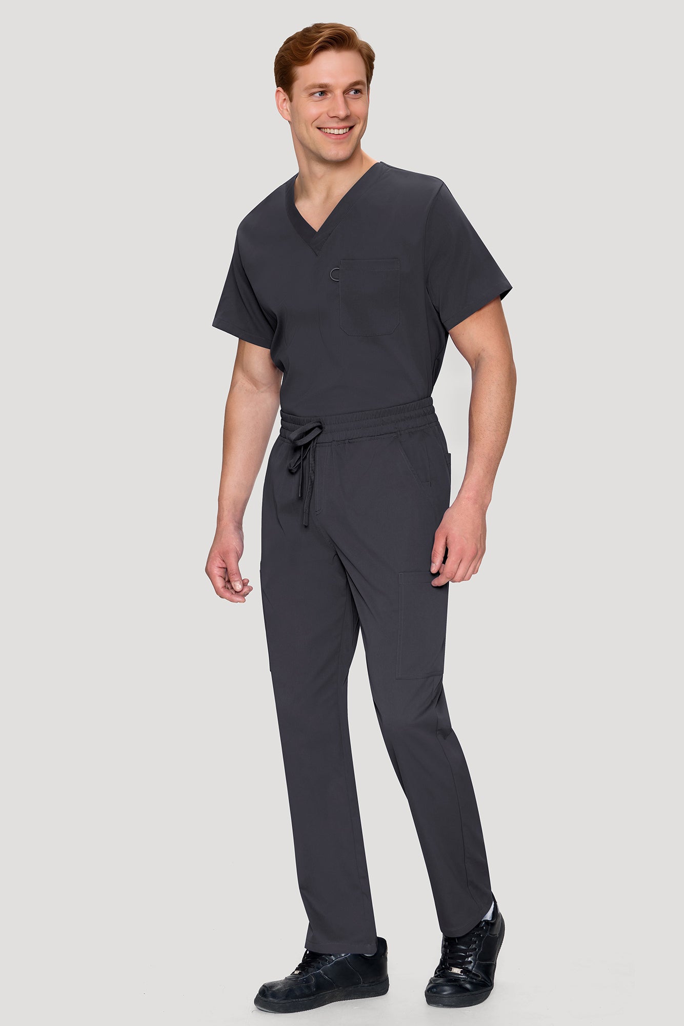 COZYFIT Scrubs for Men Set - V-Neck Scrub Top and Straight Leg Pants with 11 Pockets