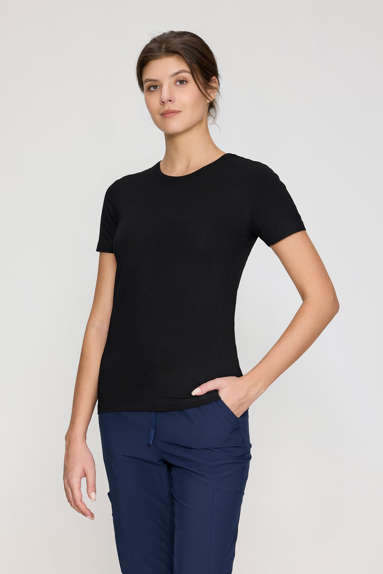 Women's Underscrubs Short Sleeve - Crew Neck Scrubs Tee, Silky Knit Undershirts for Nurse