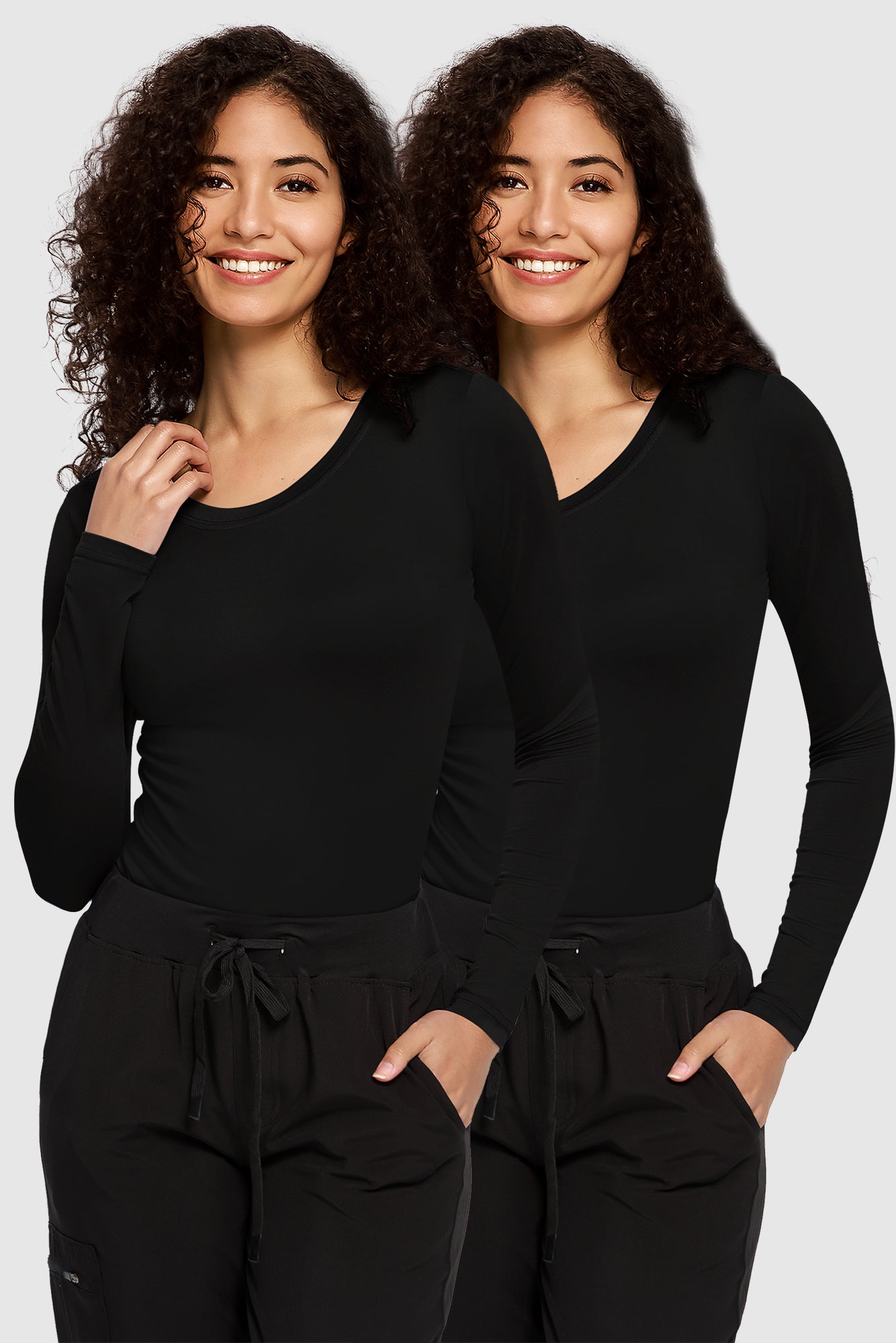 COZYFIT 2 Pack Underscrub Long Sleeve Women - Undershirts for Women Soft Fabric