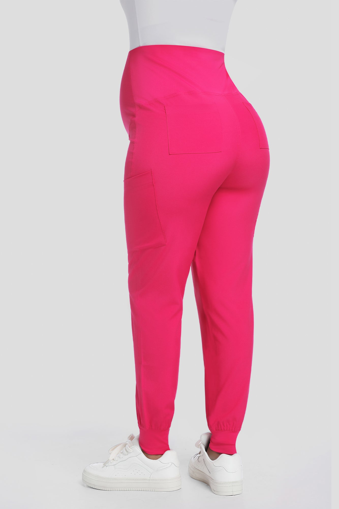 COZYFIT Maternity Scrub Pants - Pregnancy Jogger Pants for Women Workwear with Stretch Belly Panel, 4 Pockets