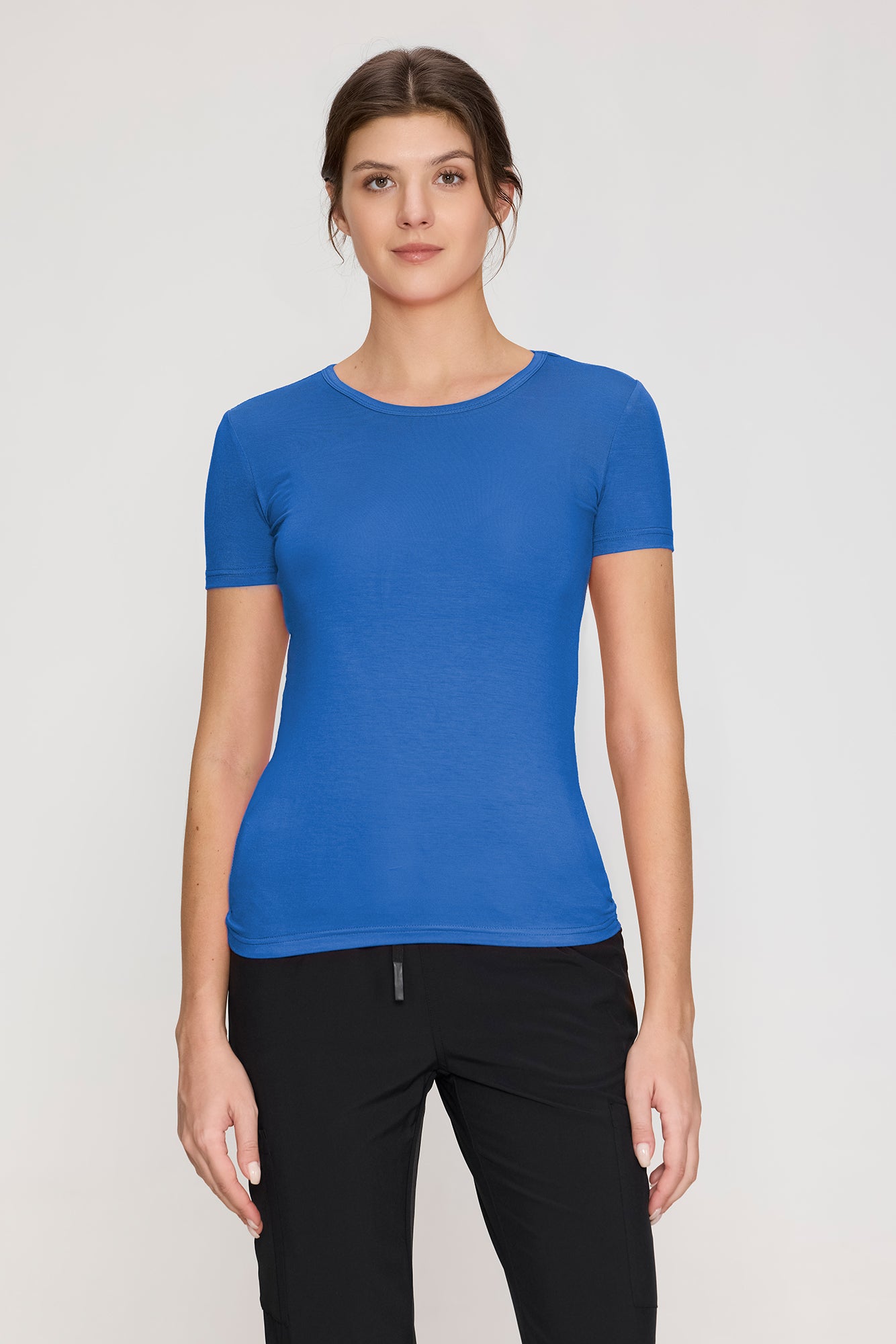 Women's Underscrubs Short Sleeve - Crew Neck Scrubs Tee, Silky Knit Undershirts for Nurse