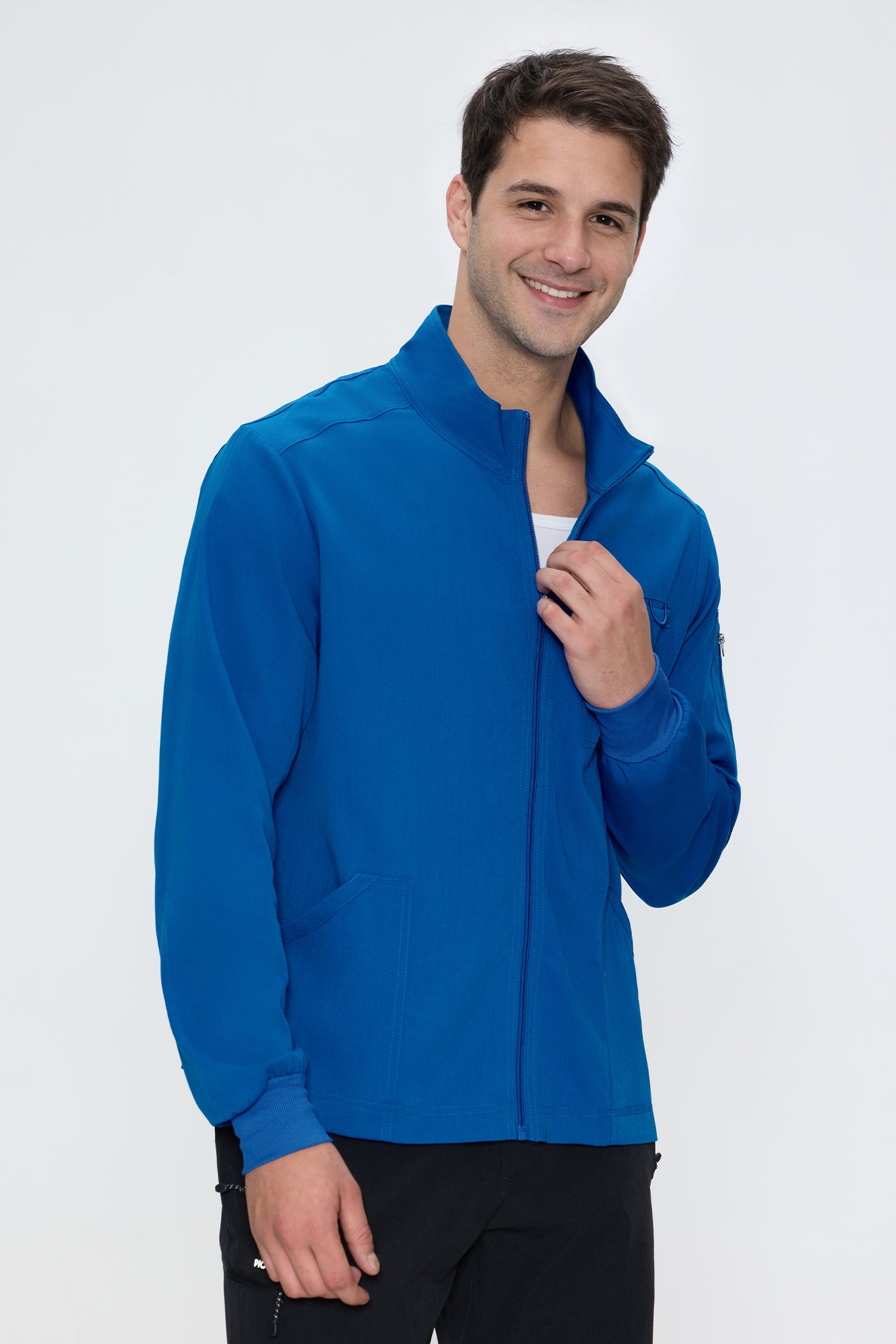 Scrub Jacket Men, Zip Front Men's Medical Scrub Jacket with 5 Pockets, Soft Stretch Fabric