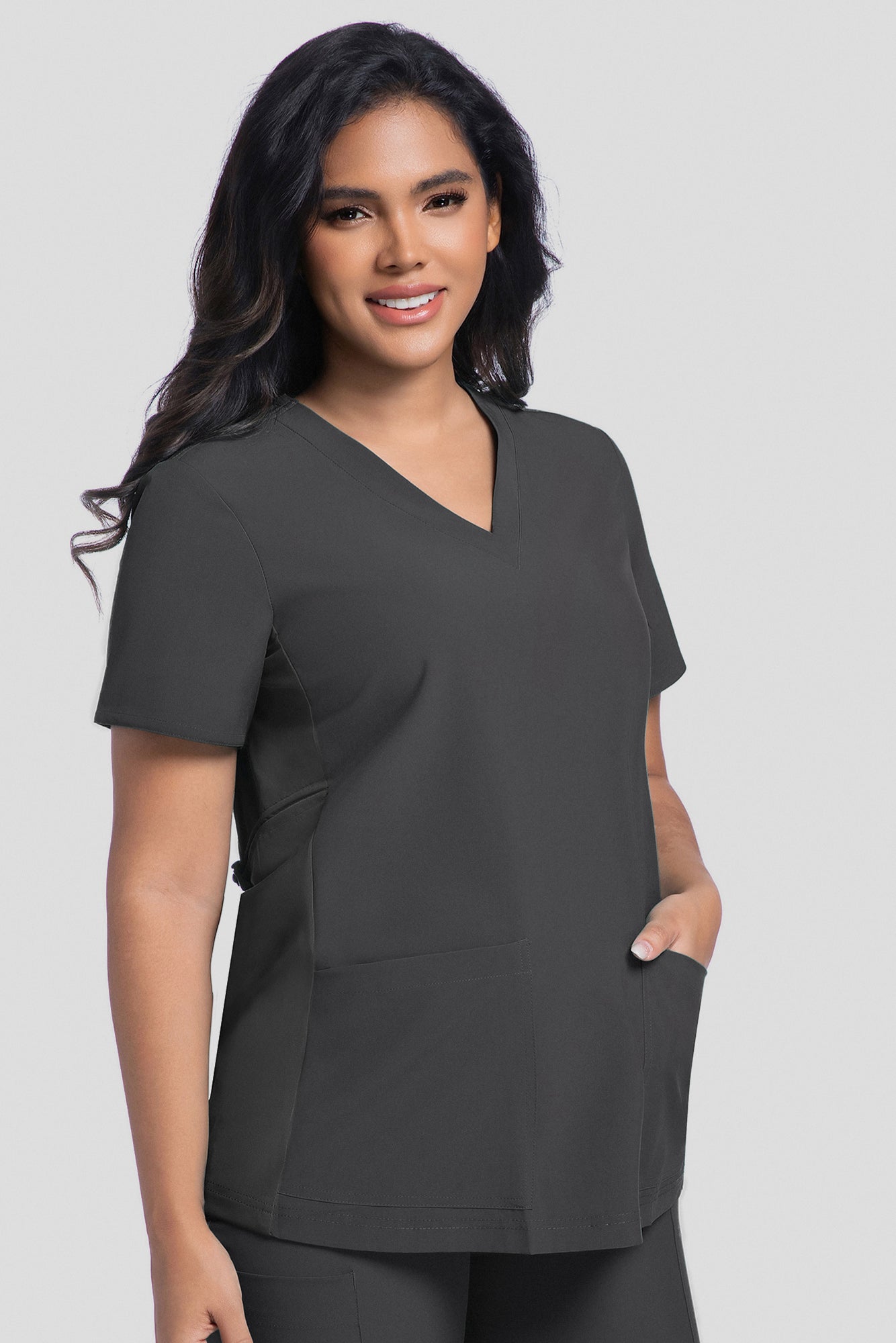 Maternity Scrub Top - V-Neck Shirt, Workwear Pregnancy Scrubs with 2 Pockets