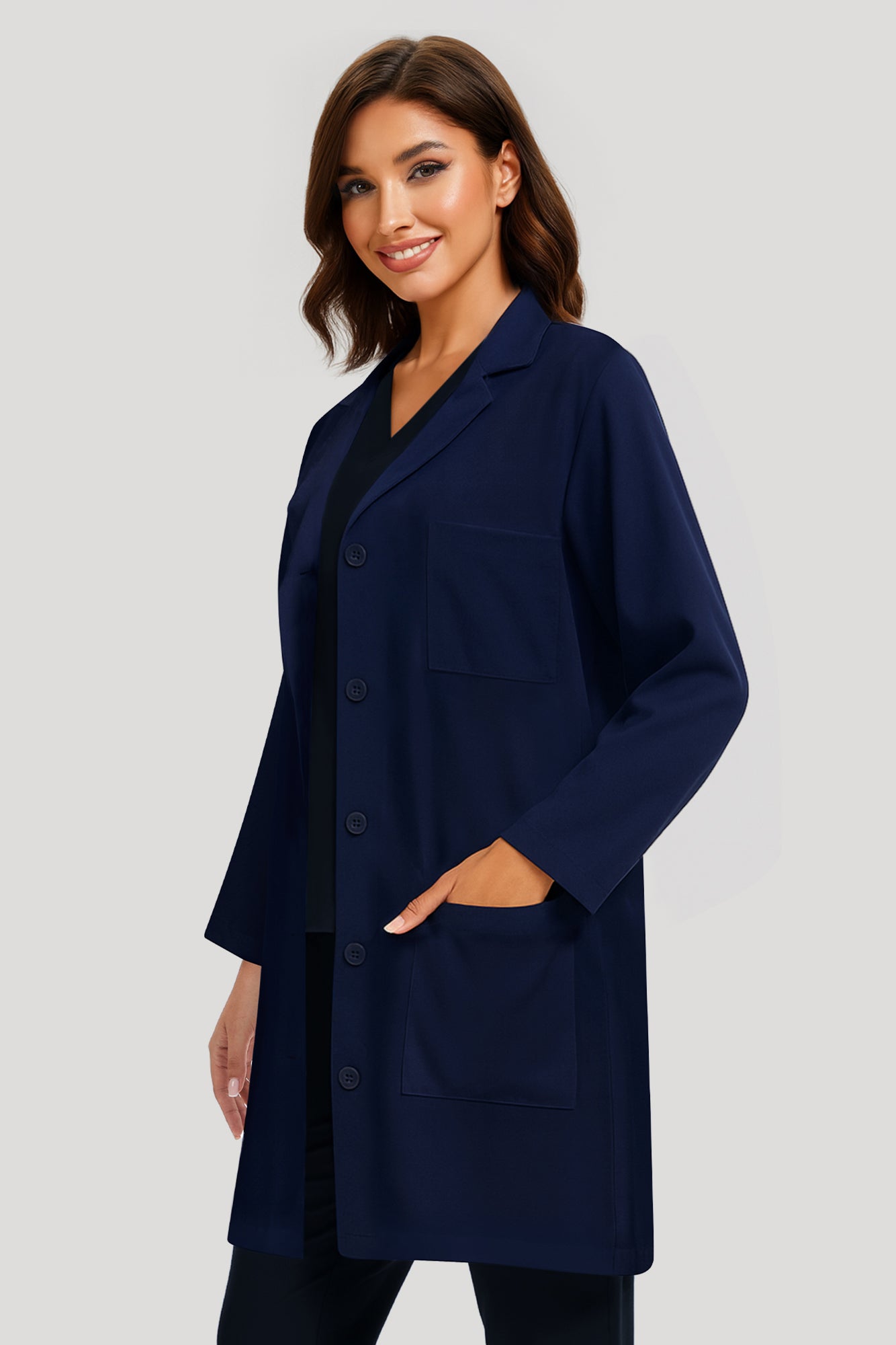 COZYFIT Lab Coat for Woman 3 Pocket, Long Sleeve Medical Coat