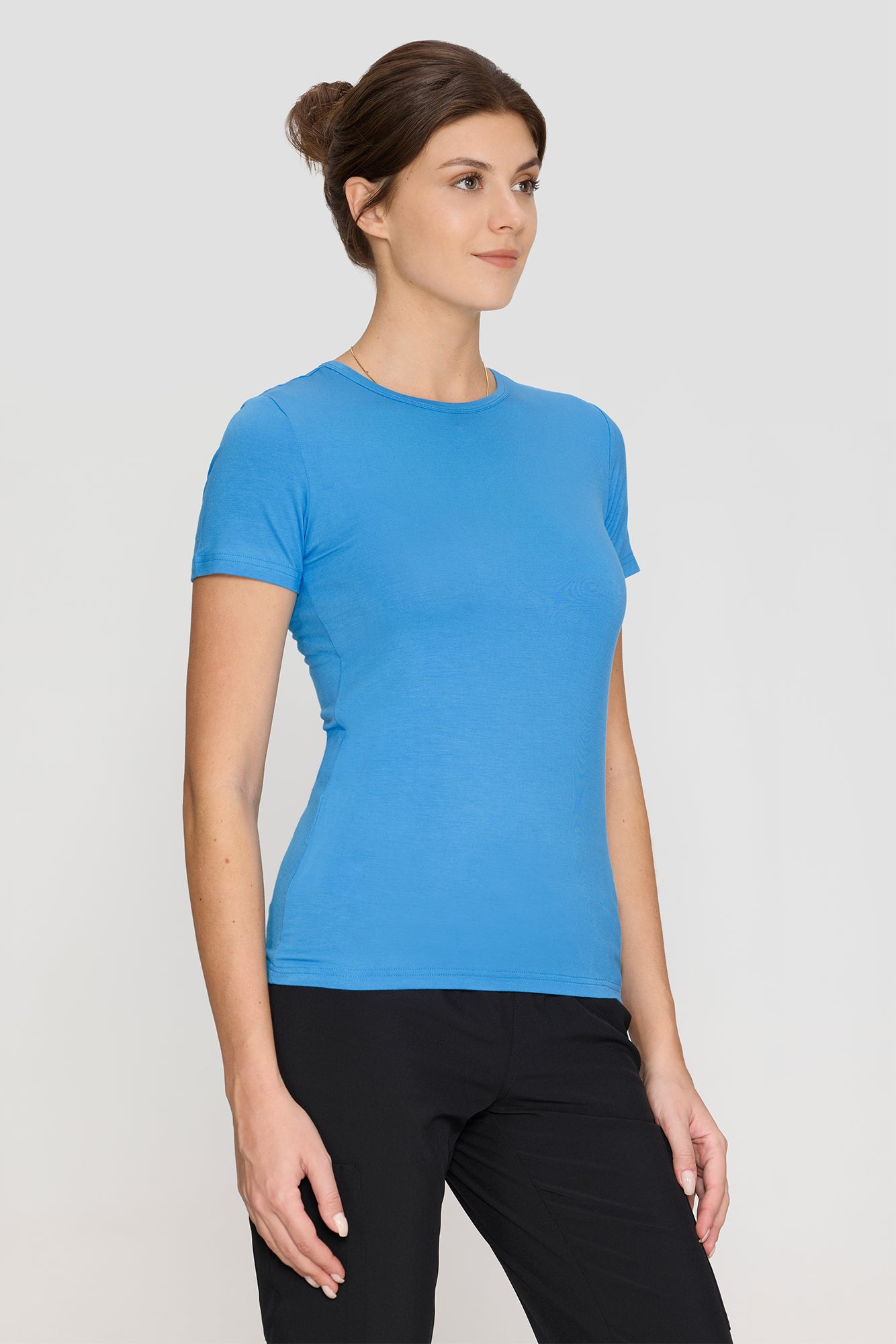 Women's Underscrubs Short Sleeve - Crew Neck Scrubs Tee, Silky Knit Undershirts for Nurse