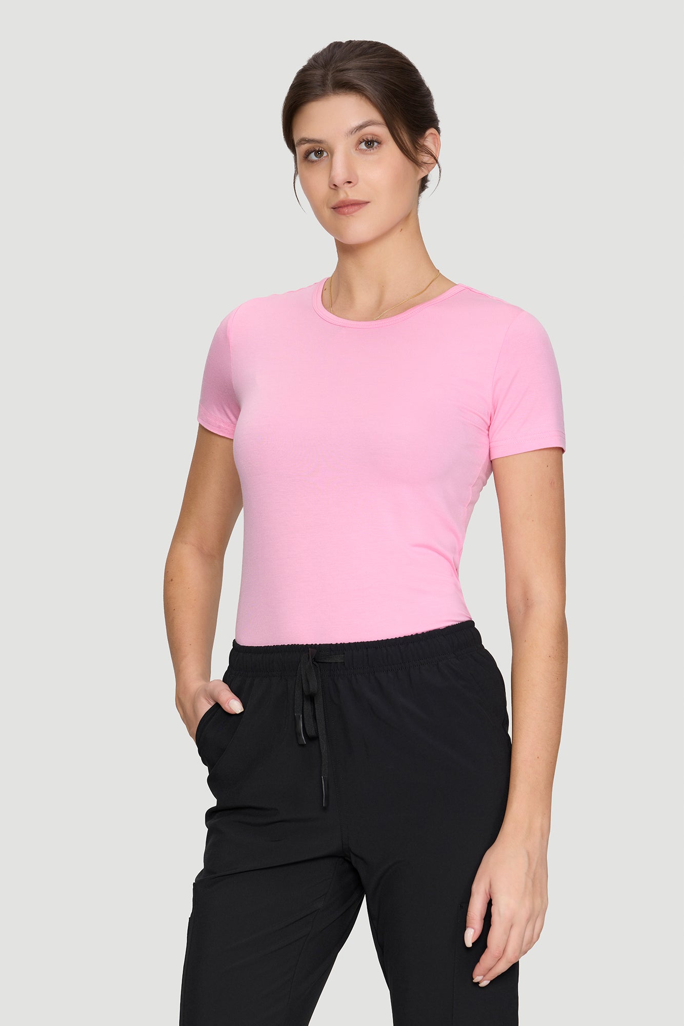 Women's Underscrubs Short Sleeve - Crew Neck Scrubs Tee, Silky Knit Undershirts for Nurse