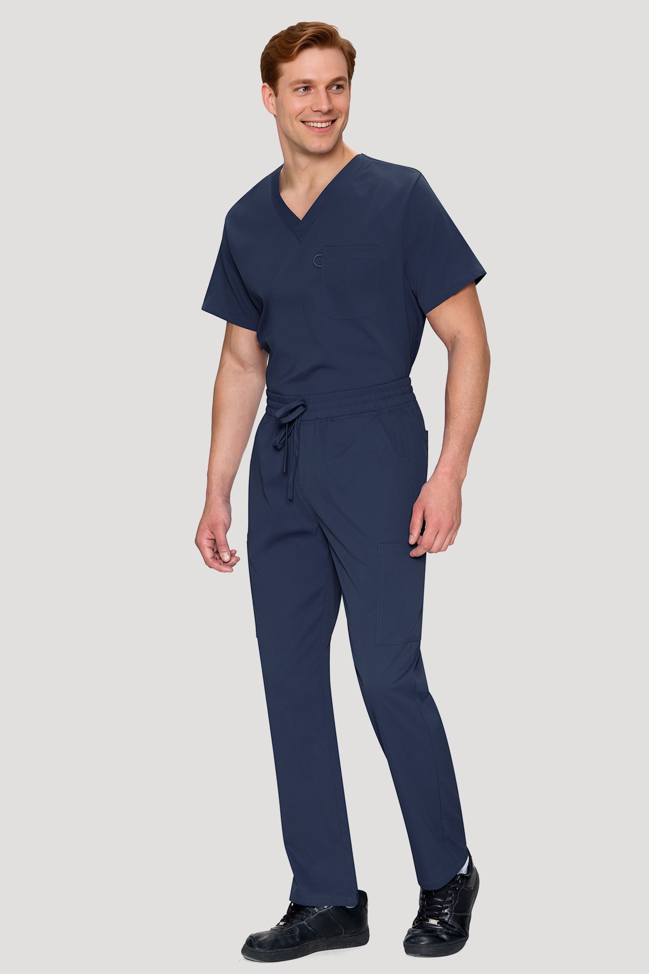 COZYFIT Scrubs for Men Set - V-Neck Scrub Top and Straight Leg Pants with 11 Pockets