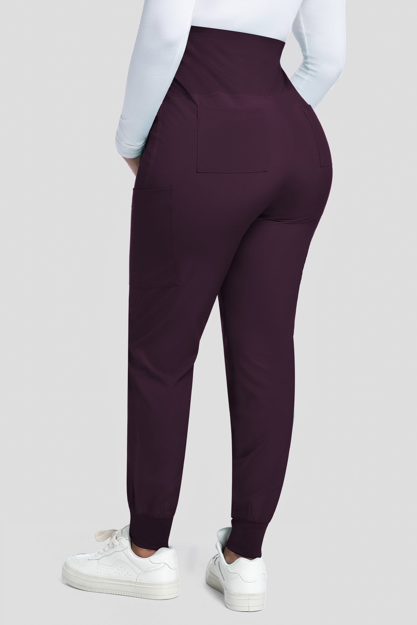 COZYFIT Maternity Scrub Pants - Pregnancy Jogger Pants for Women Workwear with Stretch Belly Panel, 4 Pockets
