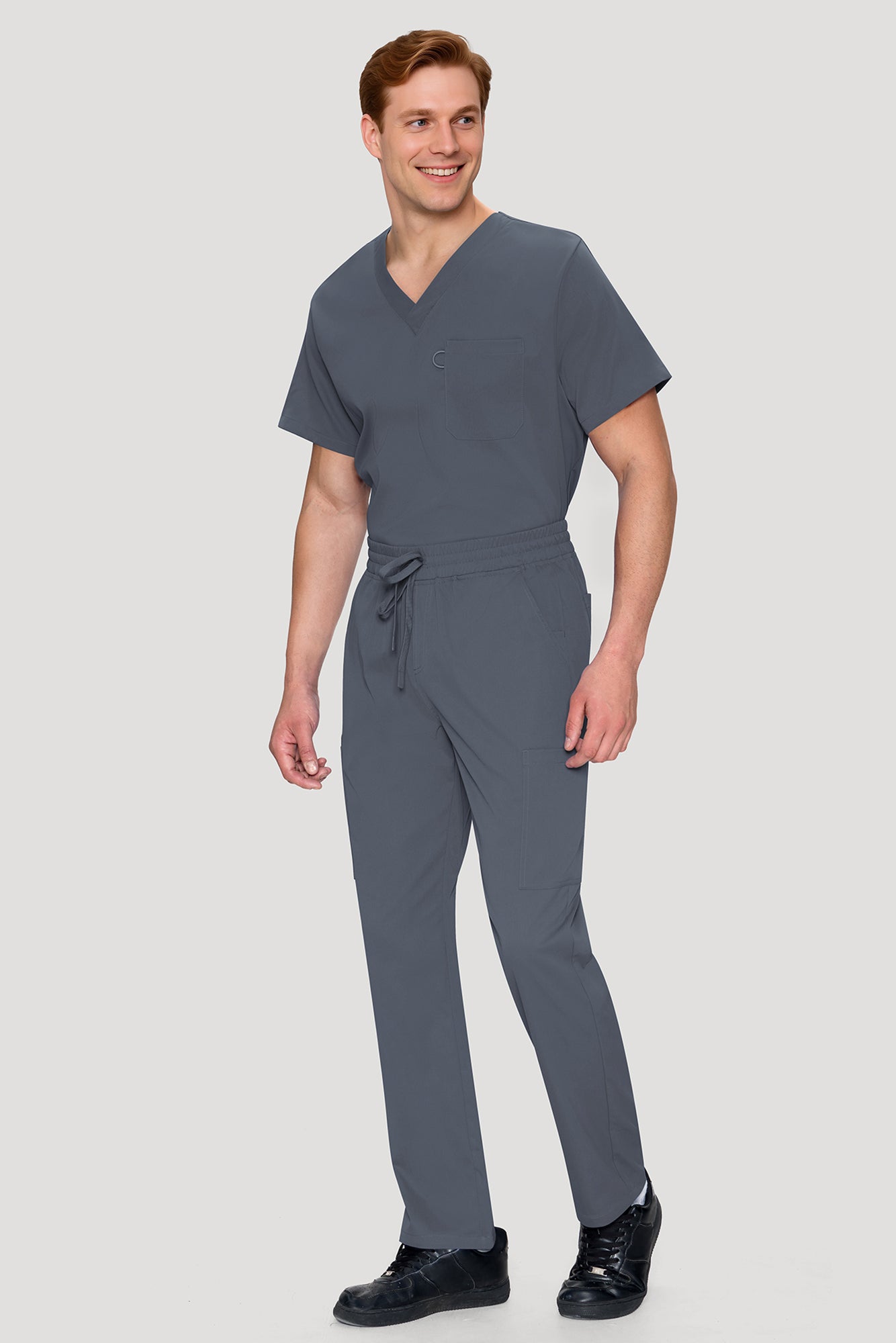 COZYFIT Scrubs for Men Set - V-Neck Scrub Top and Straight Leg Pants with 11 Pockets