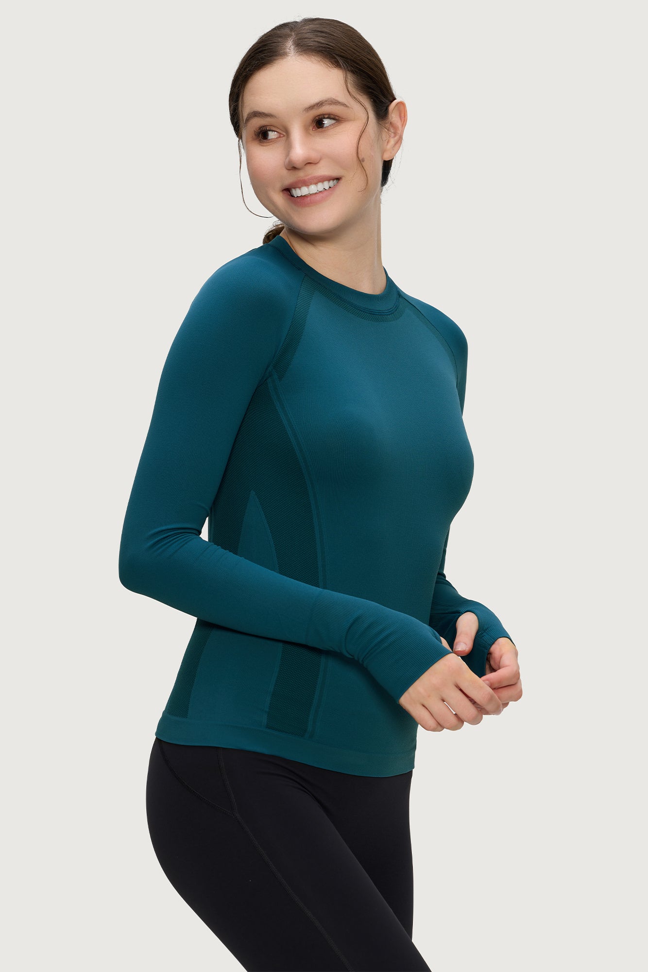 Underscrub Long Sleeve Women, Seamless Athletic Undershirt Cotton Shirts, Thumb Holes Workout Tops